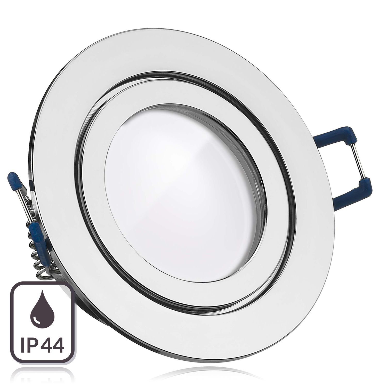 extra flach Einbaustrahler 5W IP44 Leuchtmittel in LED LEDANDO v Set Einbaustrahler chrom LED mit
