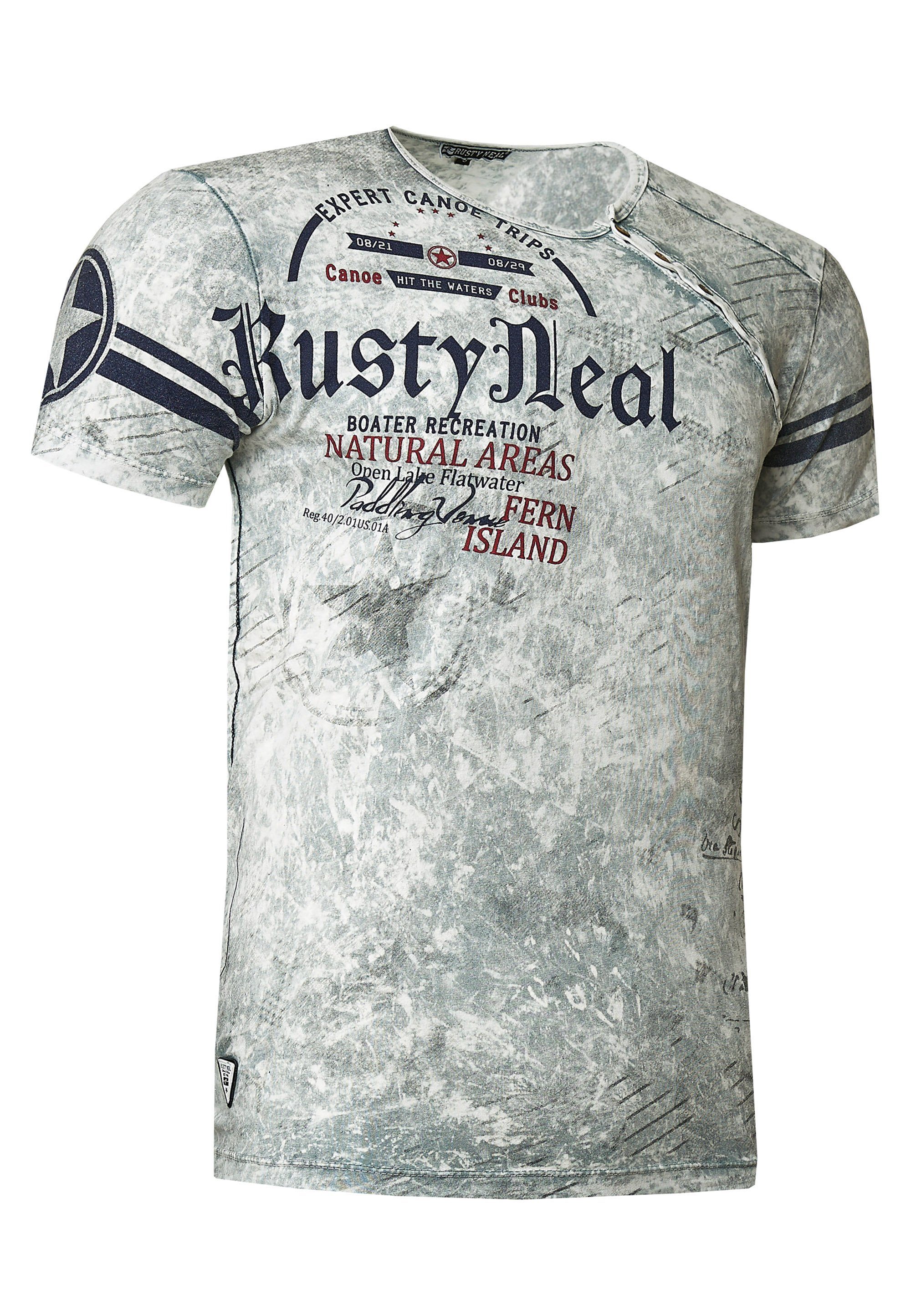 Rusty Neal T-Shirt mit coolem Logo-Print grau