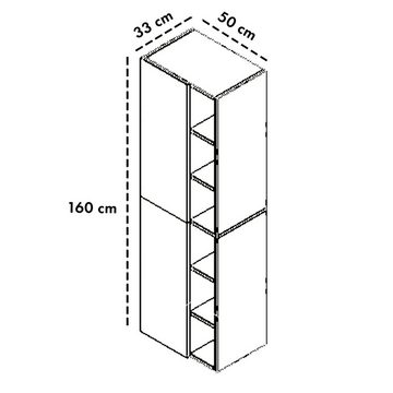 GARLIVO Badezimmer-Set Badezimmerschrank GLC1, hängend, stehend, Beton, Hochschrank, Breite 50cm