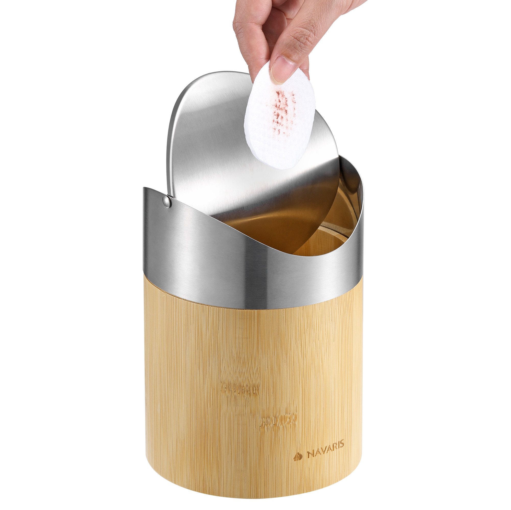 Mülltrennsystem Mini Mülleimer aus Bambus - Abfalleimer mit Deckel - Kosmetikeimer