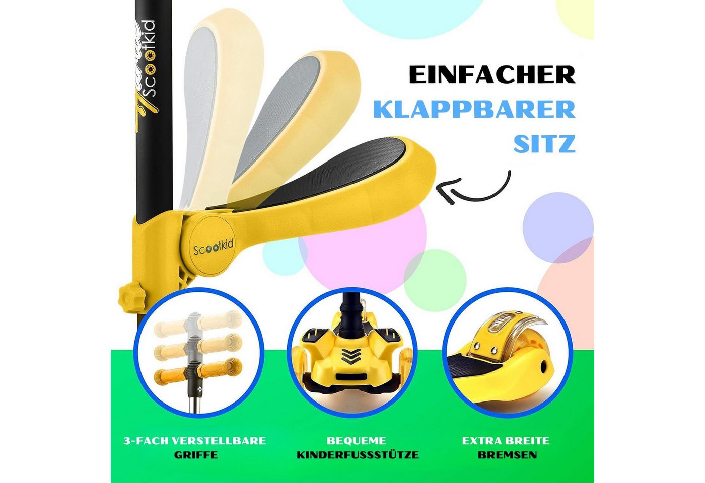 Thumbnail - Pyle Cityroller Kinder Roller, Scooter Kinder, Kinderroller ab 1-14 Jahre, Cityroller, Kinderscooter, Tretroller, Dreira...