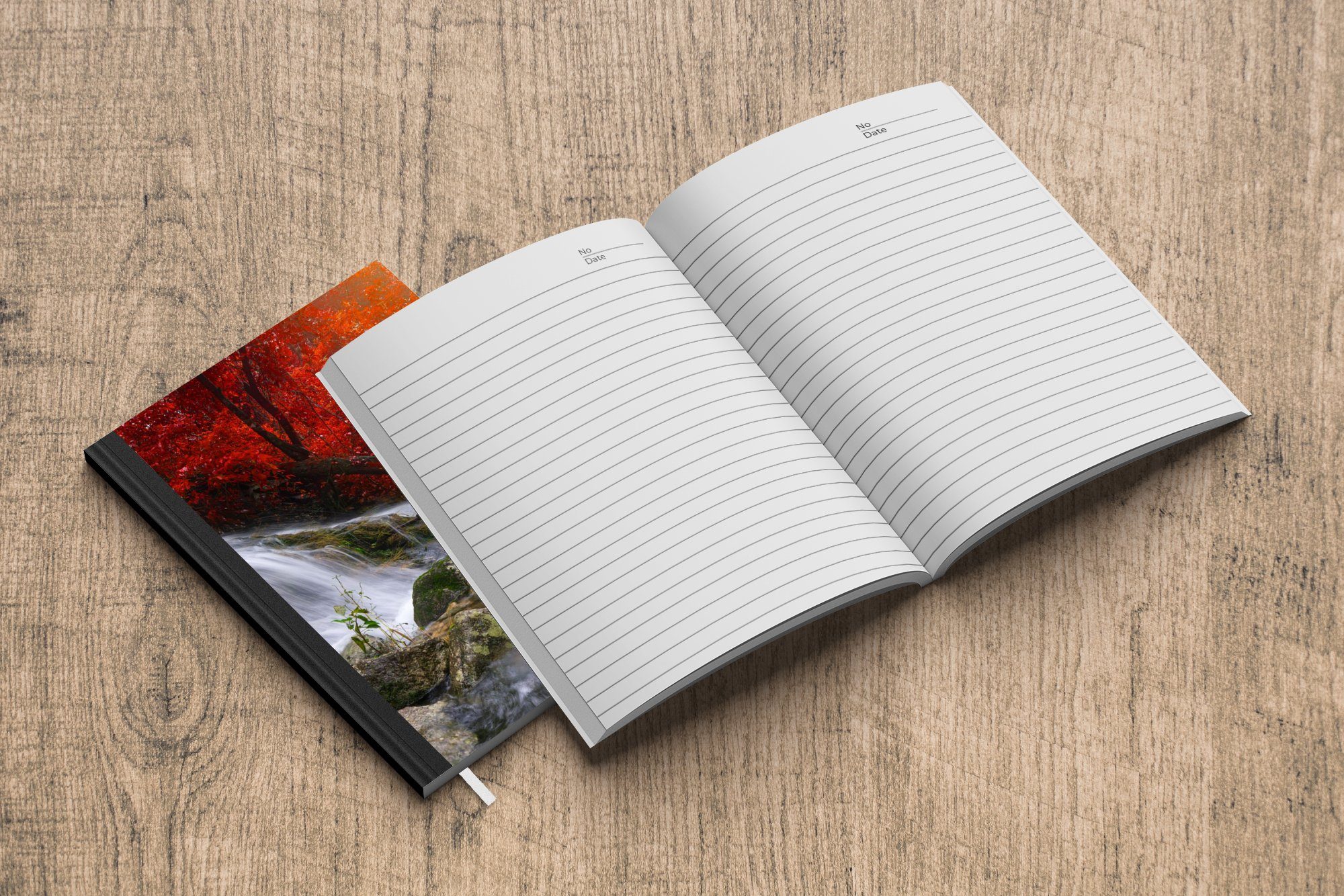 A5, Herbst, Merkzettel, Tagebuch, Notizbuch 98 - MuchoWow Notizheft, Seiten, Wasserfall - Felsen Journal, - Wasser Haushaltsbuch