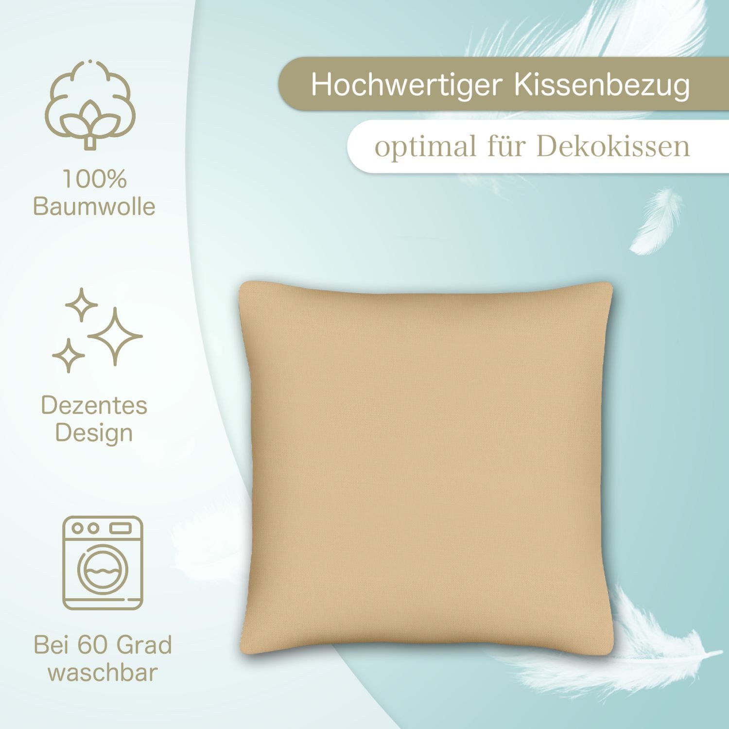 KiGATEX Kissenhülle KiGATEX Kissenbezug 40x40 cm, mit Reißverschluss aus toller Baumwolle, stilvoll, gefertigt in der EU – Bild 5 von 5