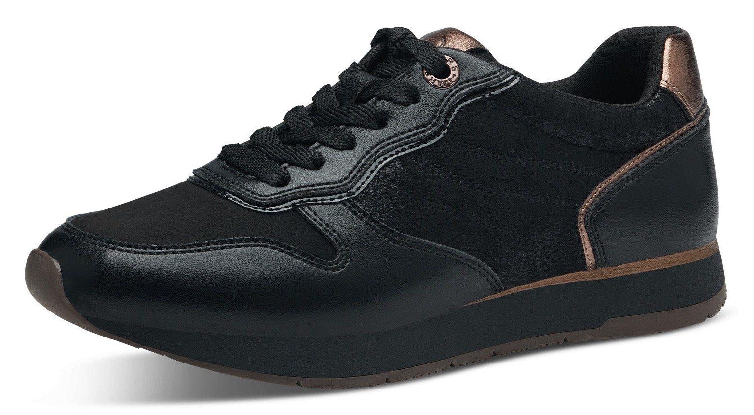 Tamaris Sneaker mit gepolstertem Schaftrand schwarz-rosegoldfarben