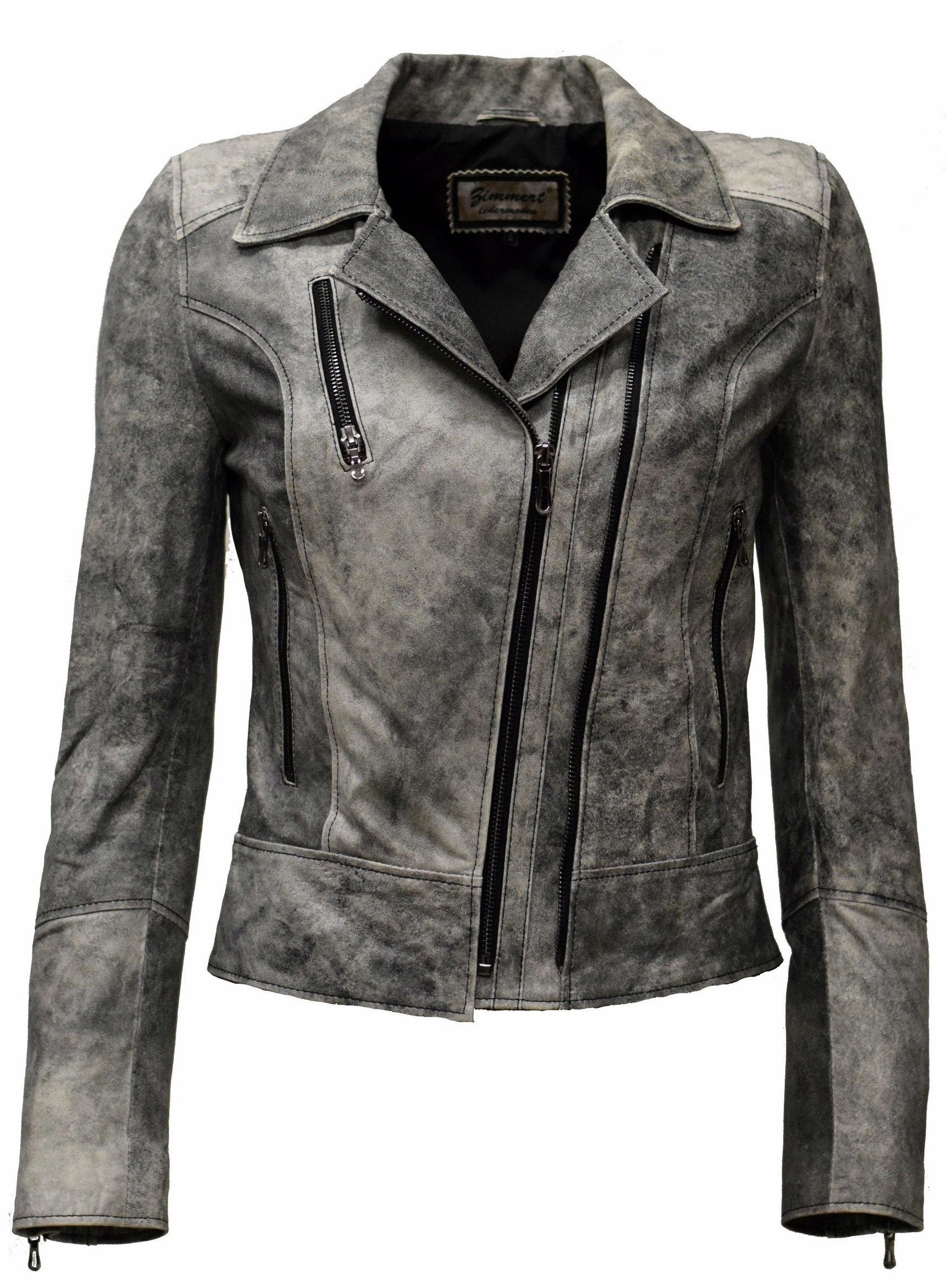 Zimmert Leather Lederjacke Liusa Schwarzgrau im Vinage Look, oder gecrushed Gelb Orange