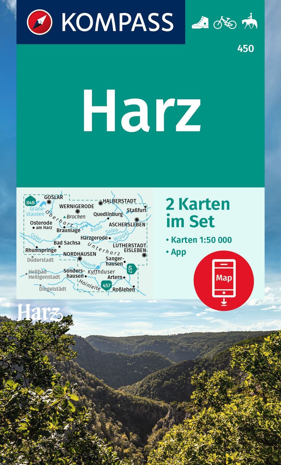 KOMPASS Wanderkarten-Set 450 Harz (2 Karten) 1:50.000 / diverse