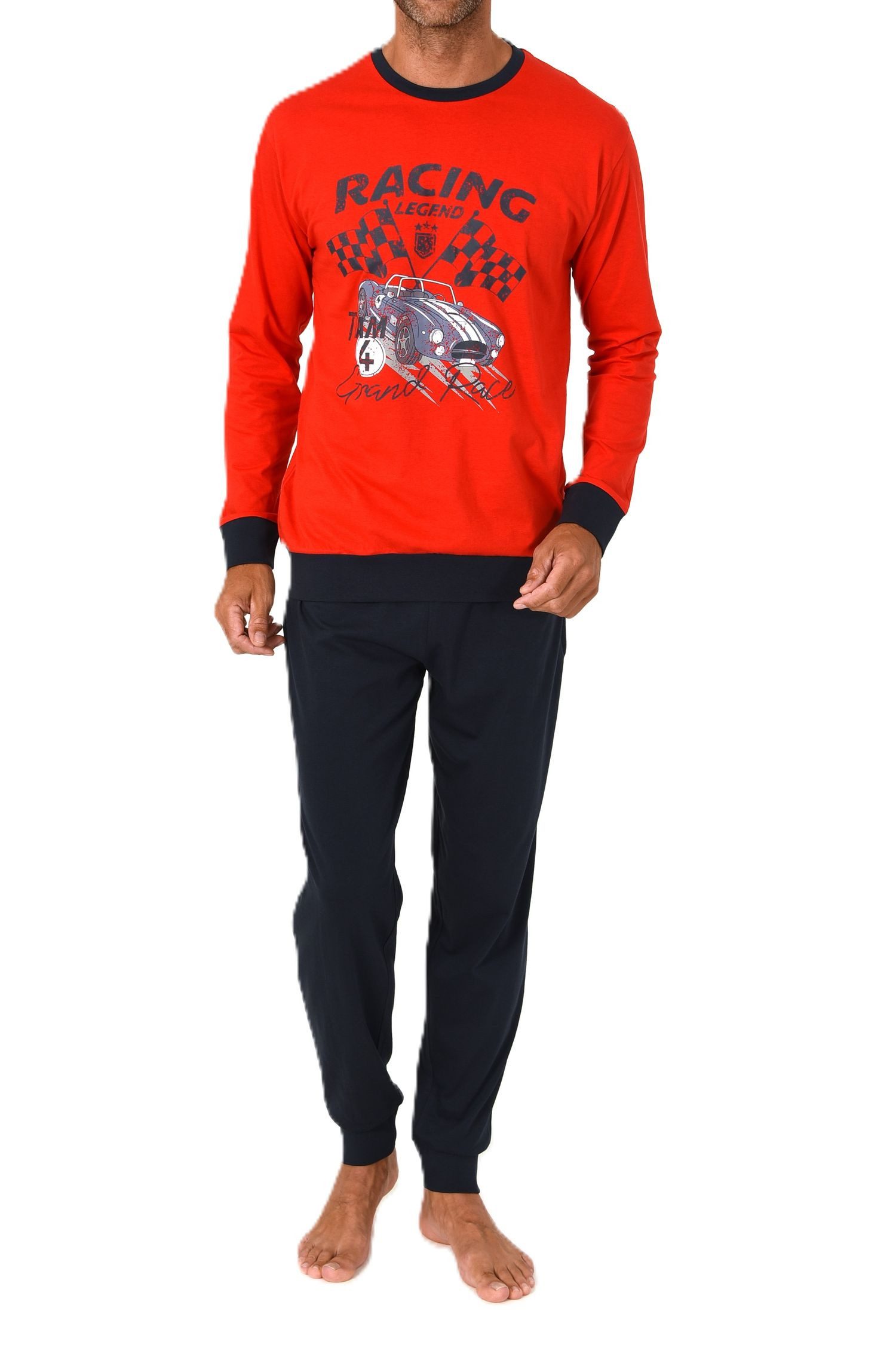 Pyjama Normann Herren langarm Schlafanzug Pyjama mit Frontprint