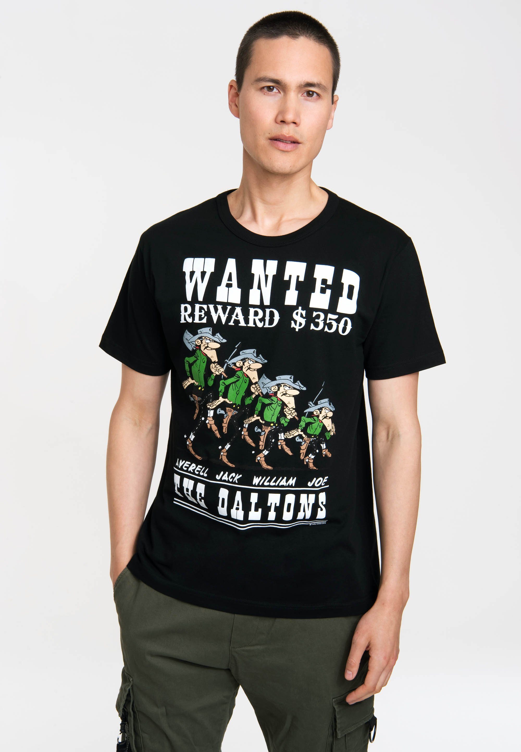 Daltons Luke - Retro-Druck The Lucky T-Shirt mit Wanted - LOGOSHIRT coolem