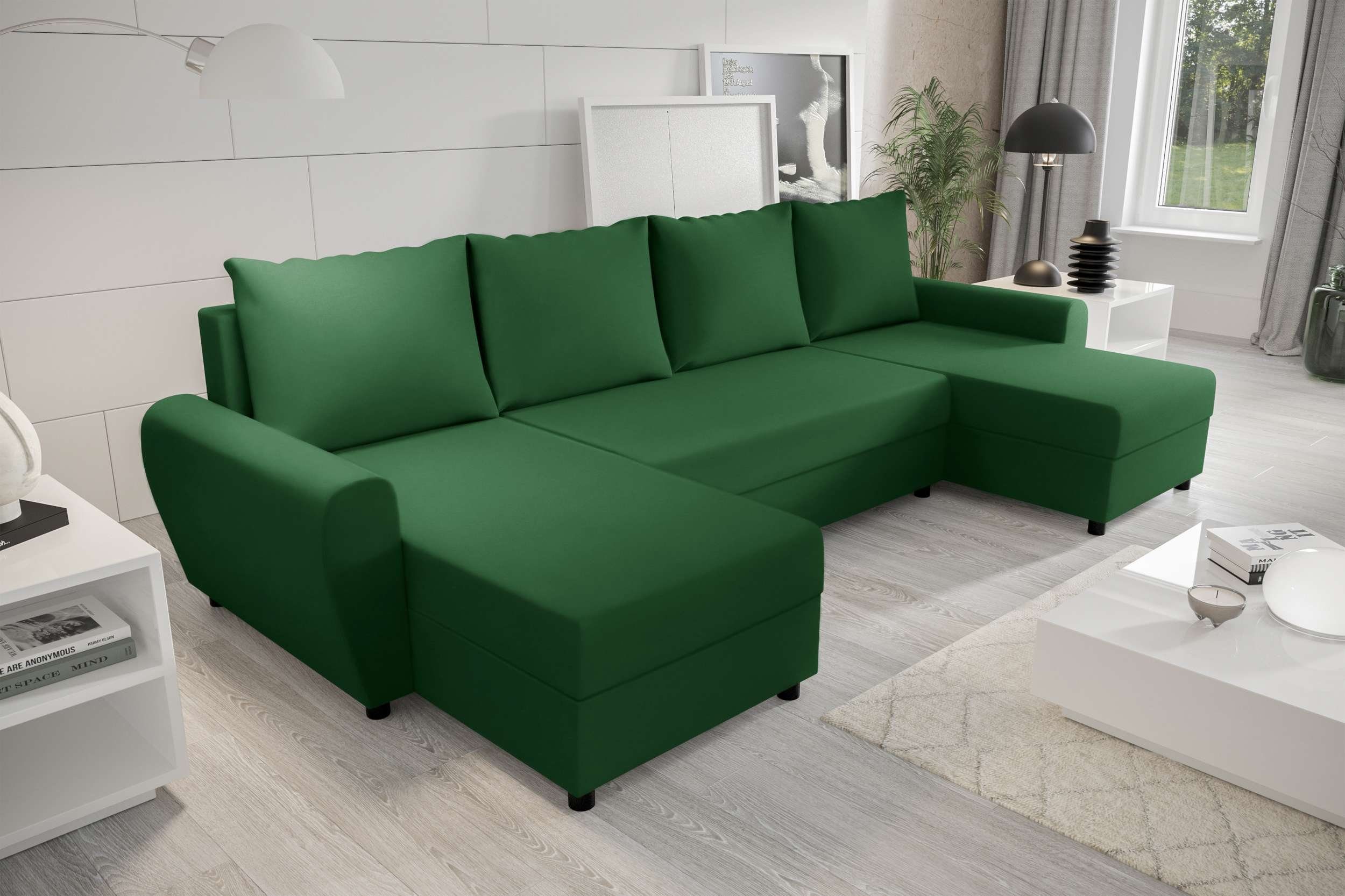 Stylefy Wohnlandschaft Arlen, U-Form, Eckcouch, Sofa, Sitzkomfort, mit Bettfunktion, mit Bettkasten, Modern Design