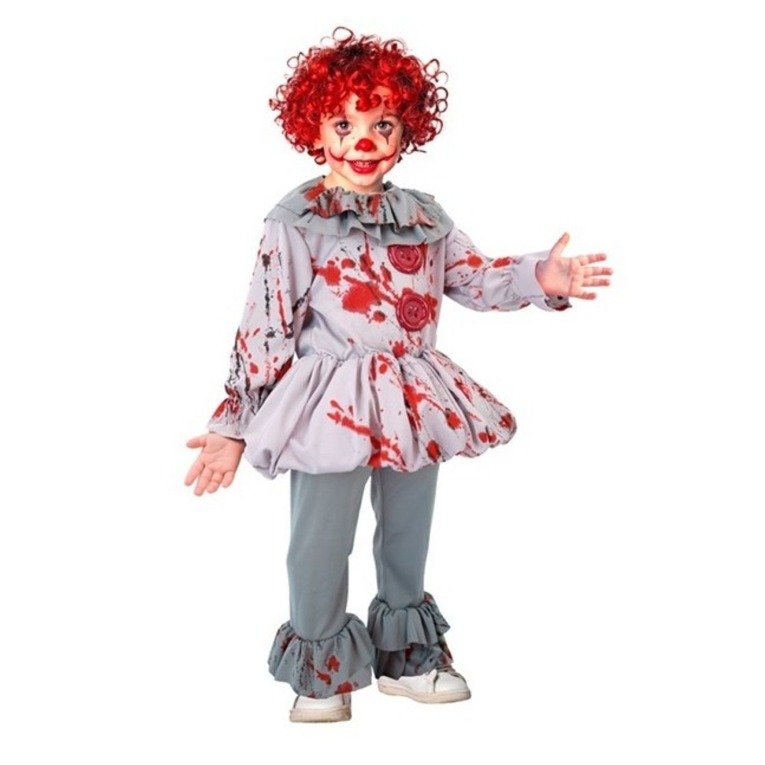 Widmann S.r.l. Clown-Kostüm Kostüm 'Vintage Horror Clown' für Kinder, Grau mi