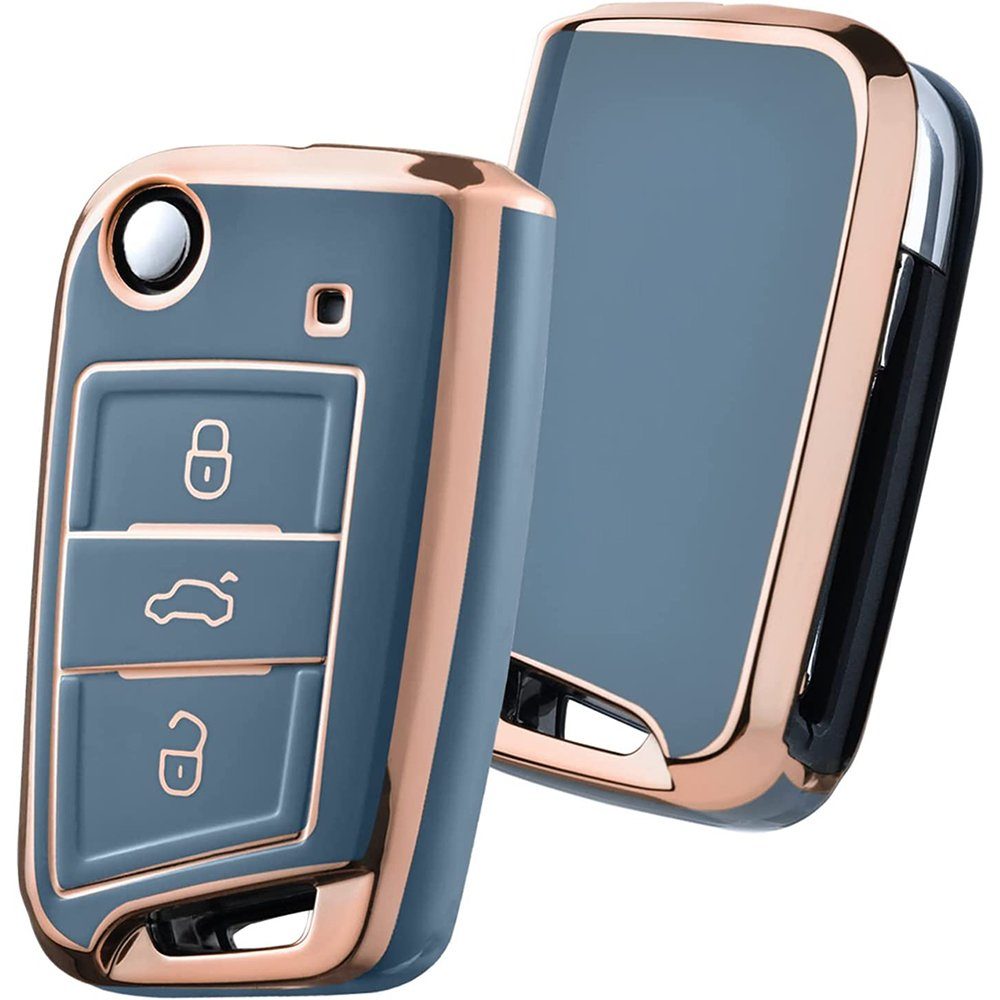 kwmobile Schlüsseltasche Autoschlüssel Kunstleder Hülle für VW Golf 8, Schlüsselhülle  Schlüssel Case - Cover in Schwarz Grau