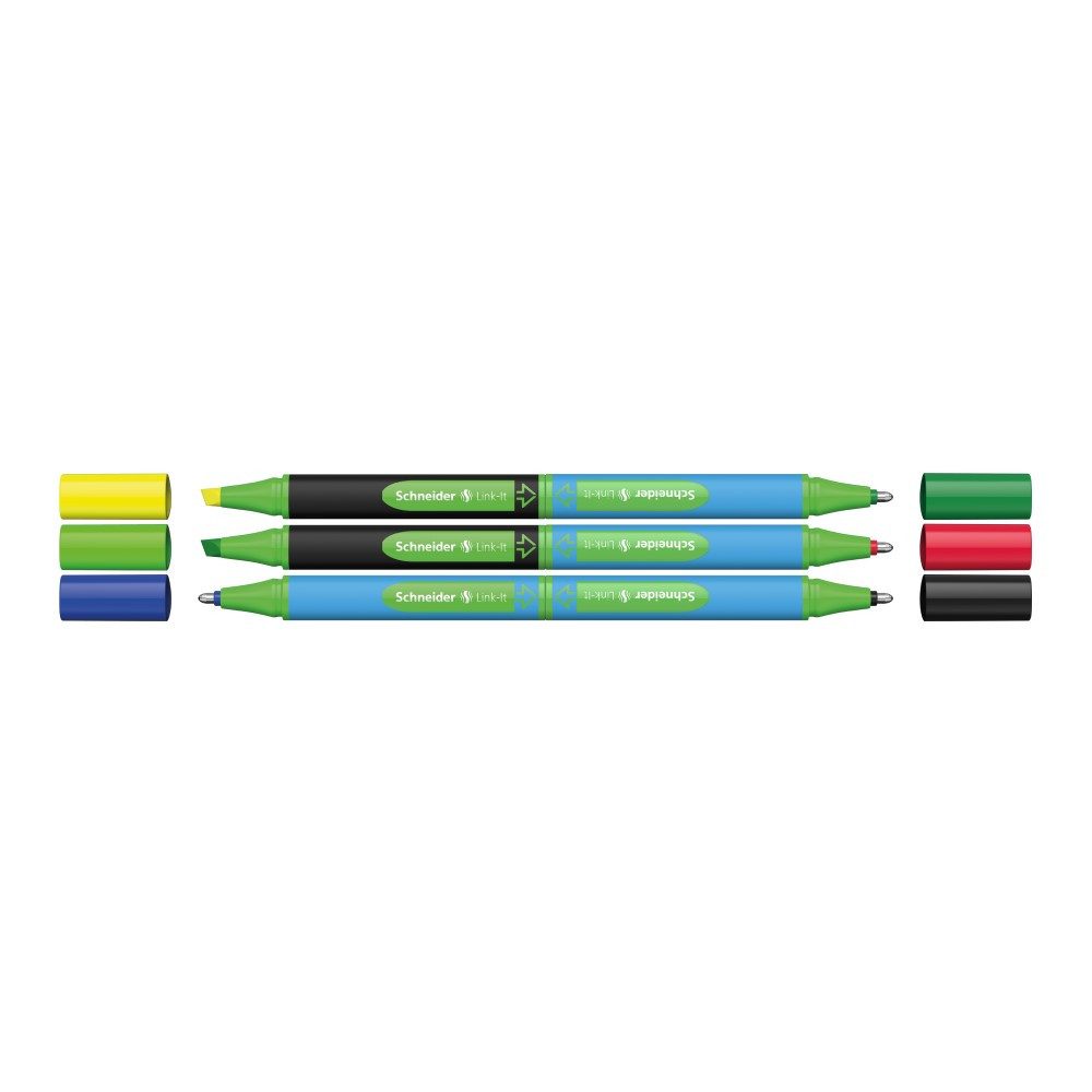Schneider Kugelschreiber Link-it Office-Set mit 2 Textmarkern, (6-tlg., 6-teilig)