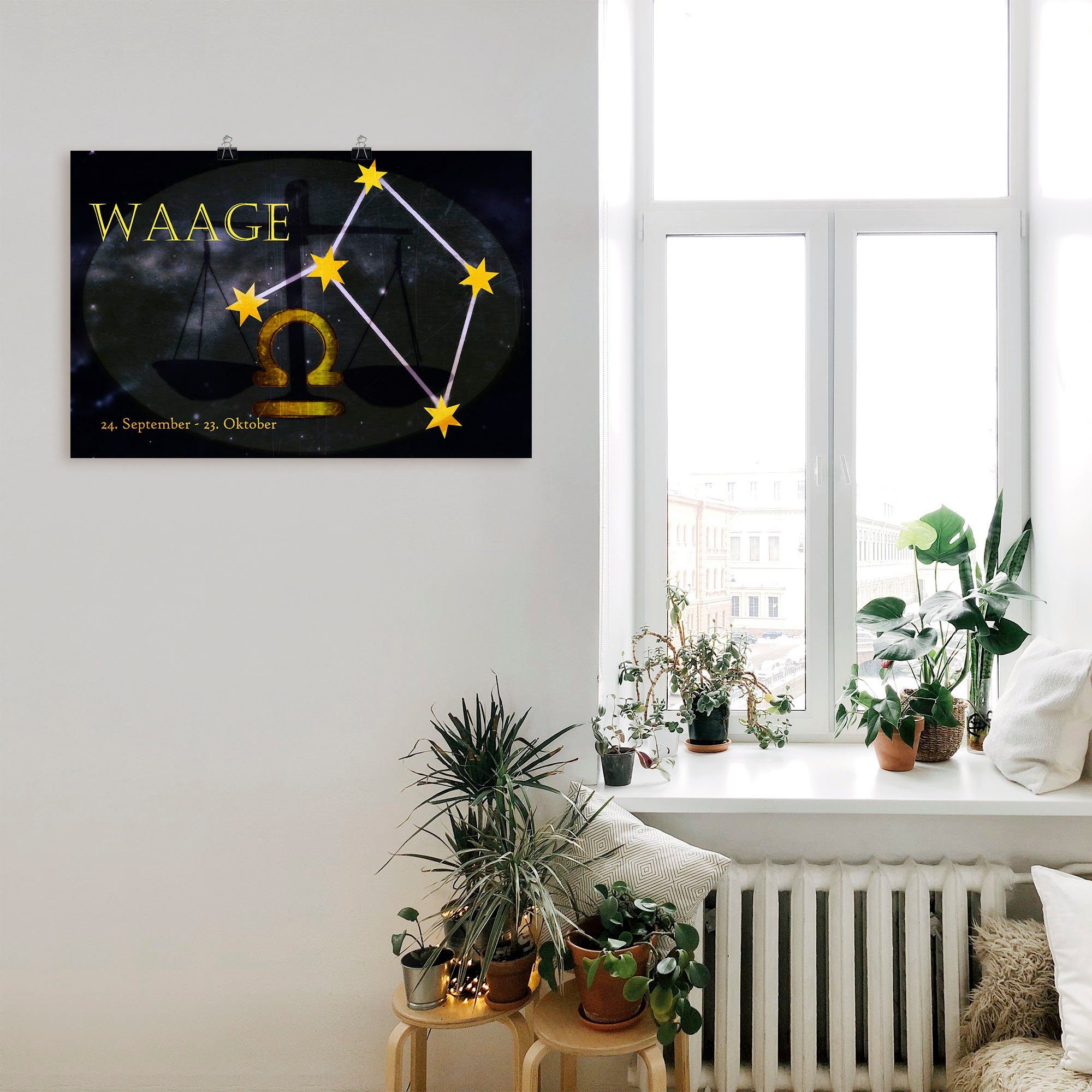Artland Wandbild Sternzeichen - Waage, Größen Leinwandbild, Alubild, von St), (1 Poster Wandaufkleber Sternzeichen versch. Bilder in als oder