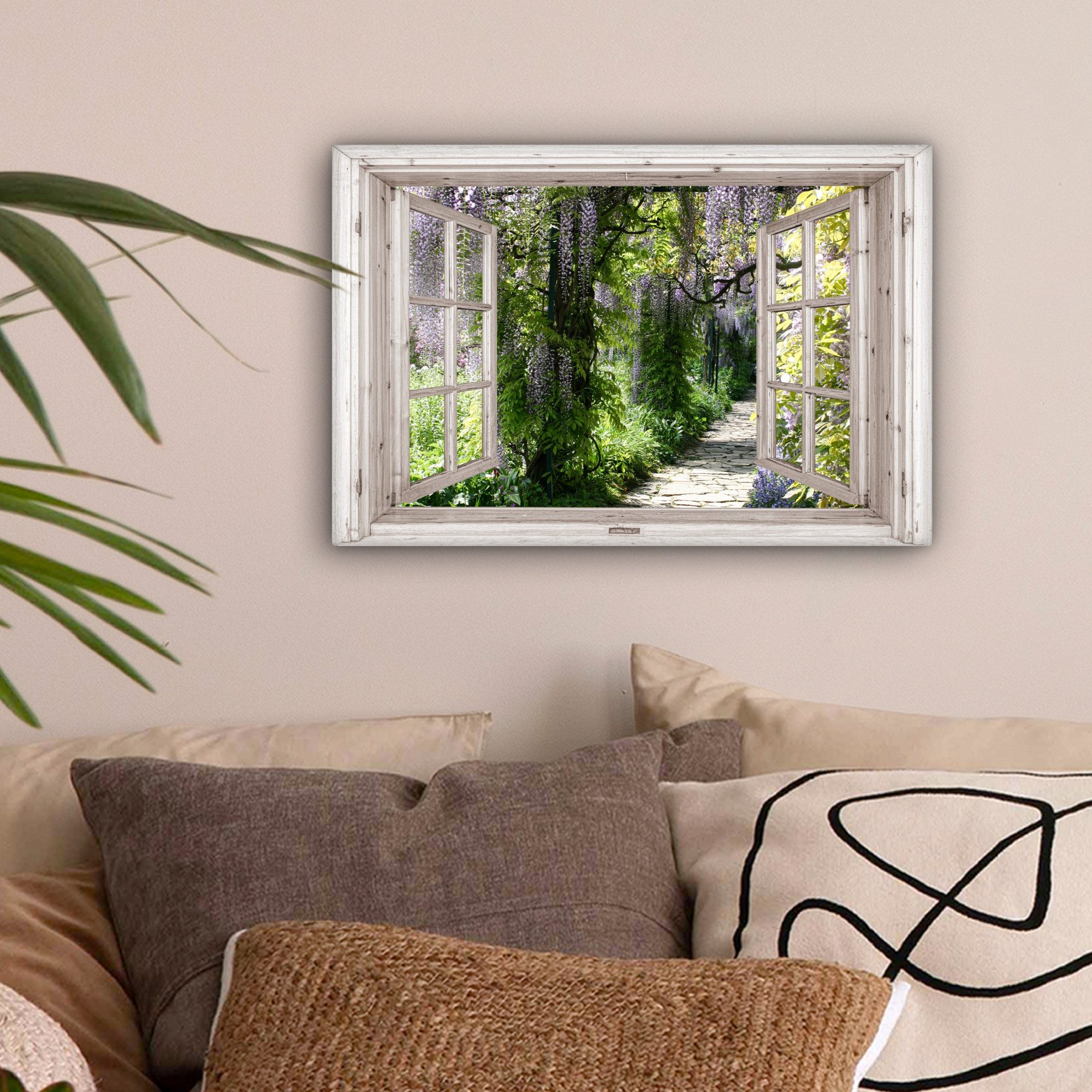 OneMillionCanvasses® Leinwandbild Blauer Regen - Blumen - Aussicht - Baum - günstig online kaufen