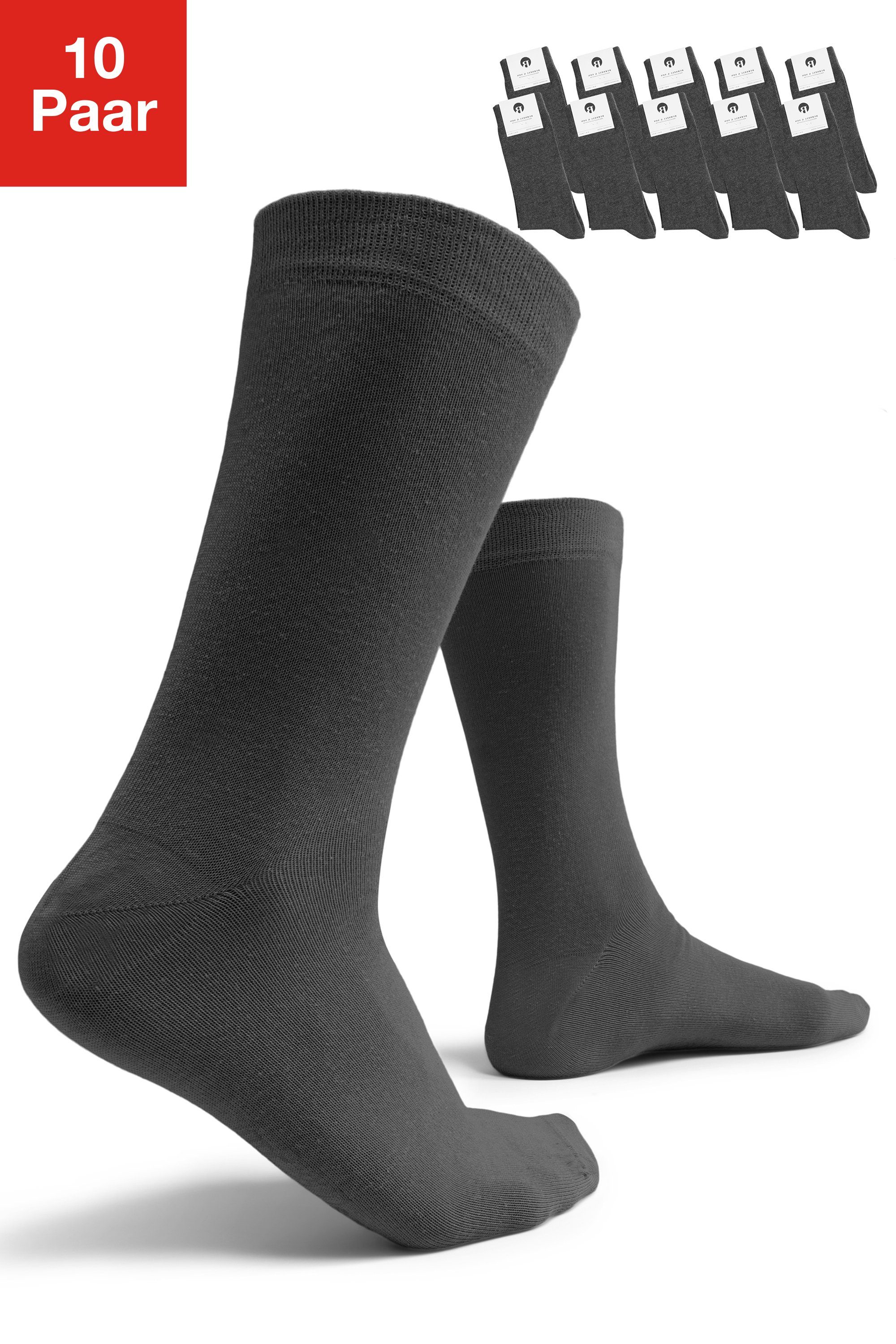 Burnell & Son Businesssocken Socken für Damen & Herren (Set, 10-Paar) mit Komfortbund aus Baumwolle 10x Anthrazit