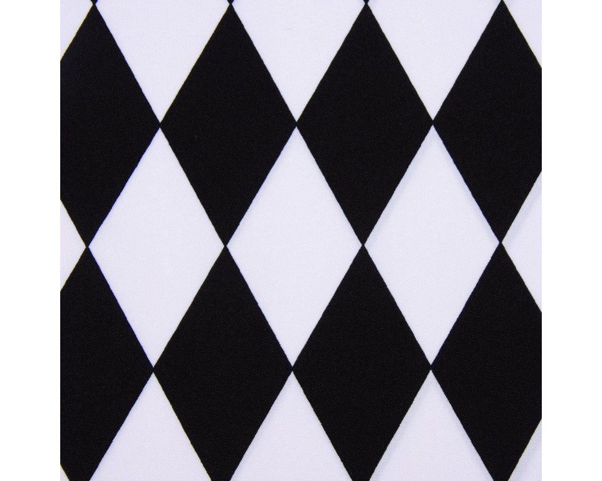 Thumbnail - SCHÖNER LEBEN. Stoff Faschingsstoff Polyester Raute weiß schwarz 1,5m Breite