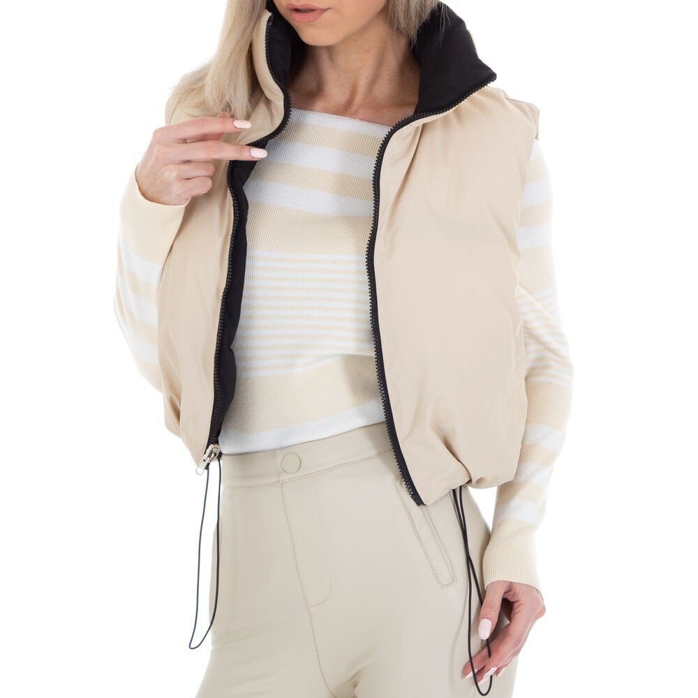 Freizeit Jacke Damen Kurzjacke Gefütterte Beige Ital-Design