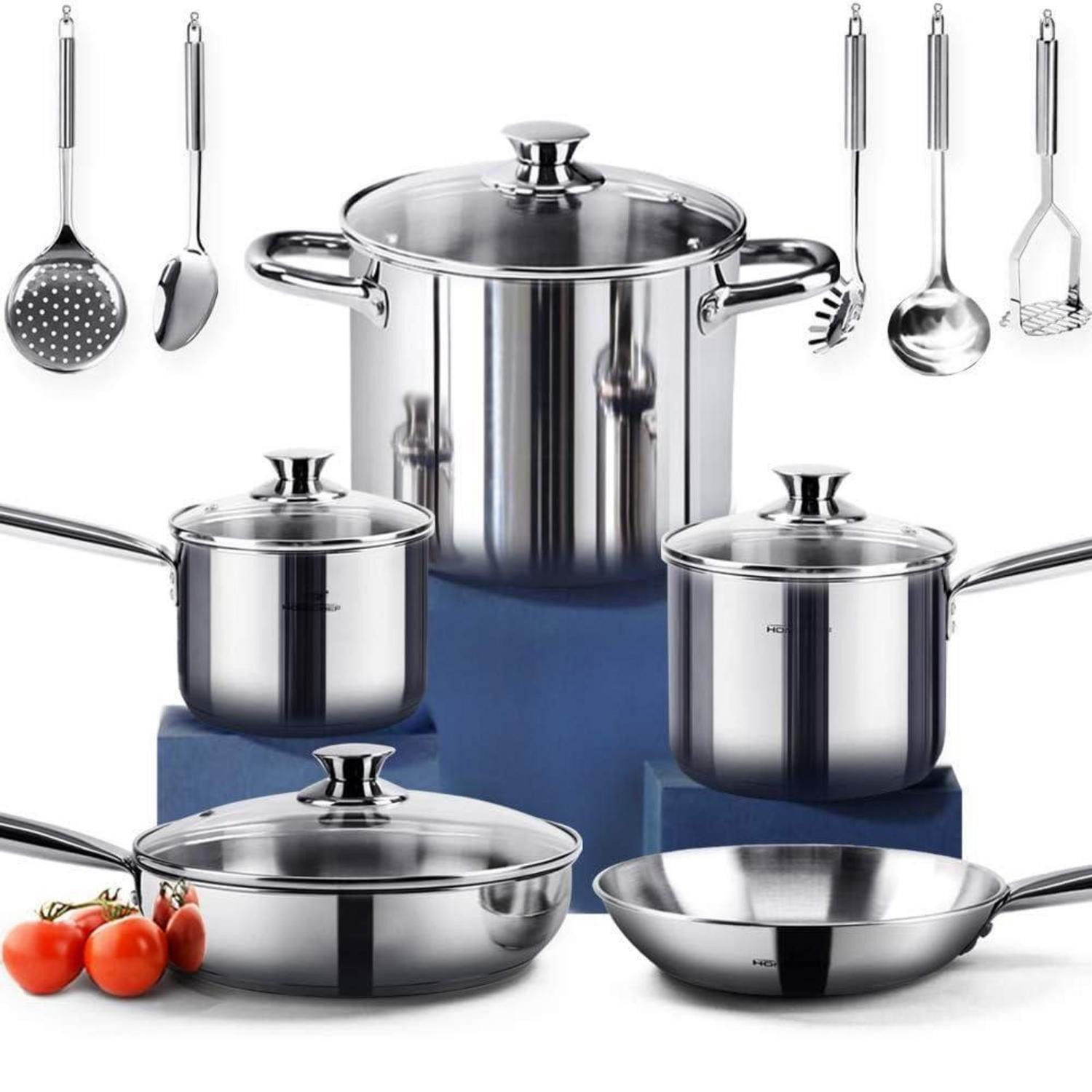 LuxusKollektion Topf-Set Topfset Edelstahl 14-teilig Nickelfrei Induktion