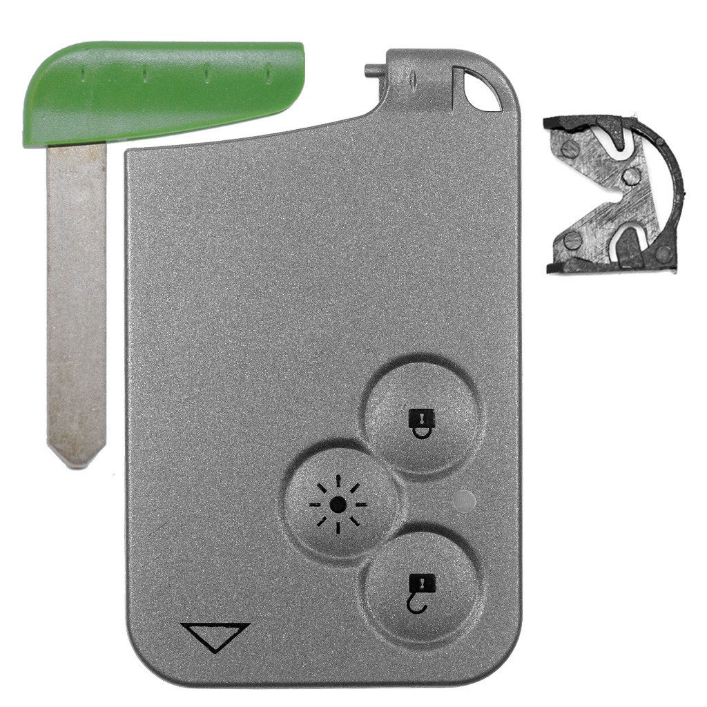 mt-key Auto Schlüssel Karte 3 Tasten + Rohling + Mikrotaste + VARTA CR1620 Knopfzelle, CR1620 (3 V), für Renault Laguna II Espace IV Vel Satis Funk Fernbedienung