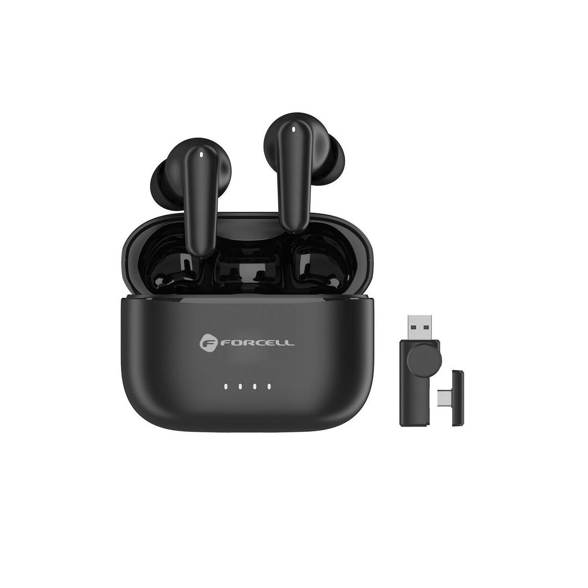 Forcell FORCELL TWS Kopfhörer Super Clear ANC ENC + Dongle Schwarz Bluetooth-Kopfhörer