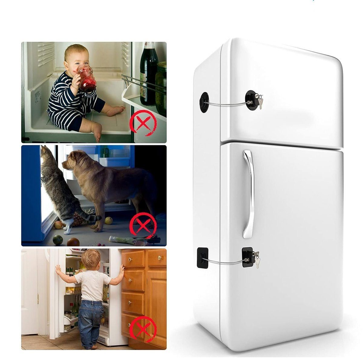LENBEST Bohren, Schlüssel Kindersicherung mit Kühlschrankschloss Kühlschrankschloss Ohne
