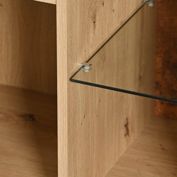 BlingBin Sideboard Kommode Anrichte mit Ablagefächern Modernes Sideboard (mit drei Schubladen, mit zwei Türen), Gesamtabmessungen:160 L x 40 B x 85 H(cm)