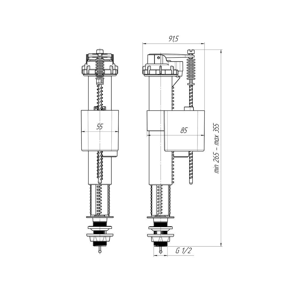 Belvit Spülkasten BV-SV1002, nicht_zutreffend, 1 St., Belvit Füllventil für WC Spülkasten 1/2" Anschluss unten