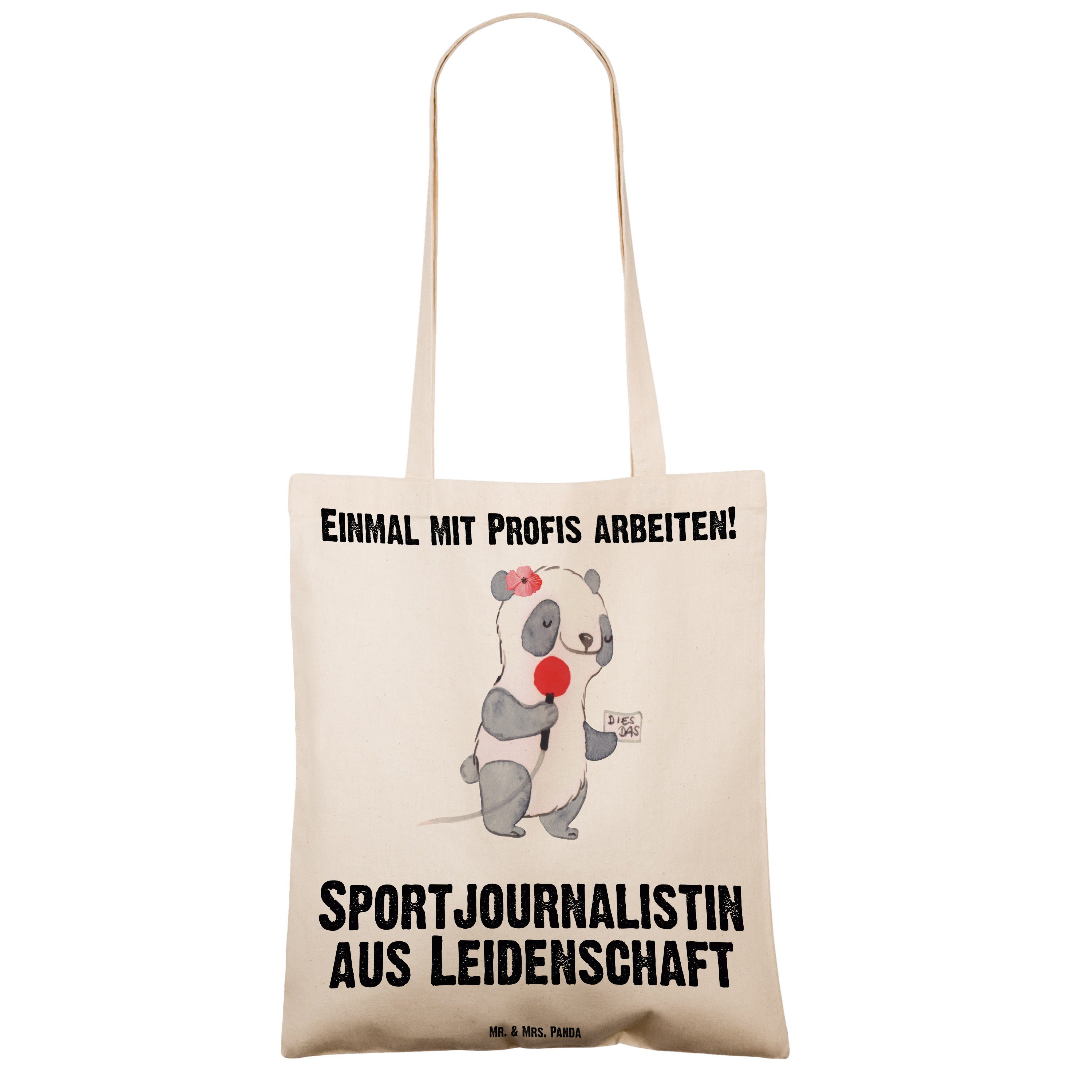 Mr. & Beutel, - Tragetasche - Sportjournalistin Mrs. Transparent aus Geschenk, (1-tlg) Panda Leidenschaft