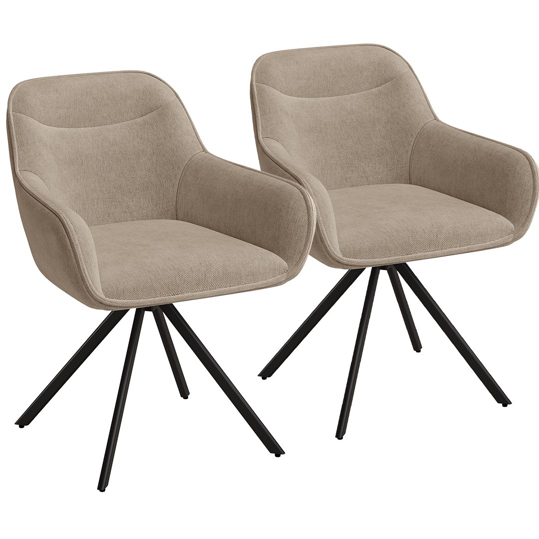 skølm Esszimmerstuhl Thokk Drehstuhl mit Leinenbezug (2er Set, hellbraun, bis 150 kg), Küchenstuhl, höhenverstellbar & drehbar, verfügbar als 4er/6er Set