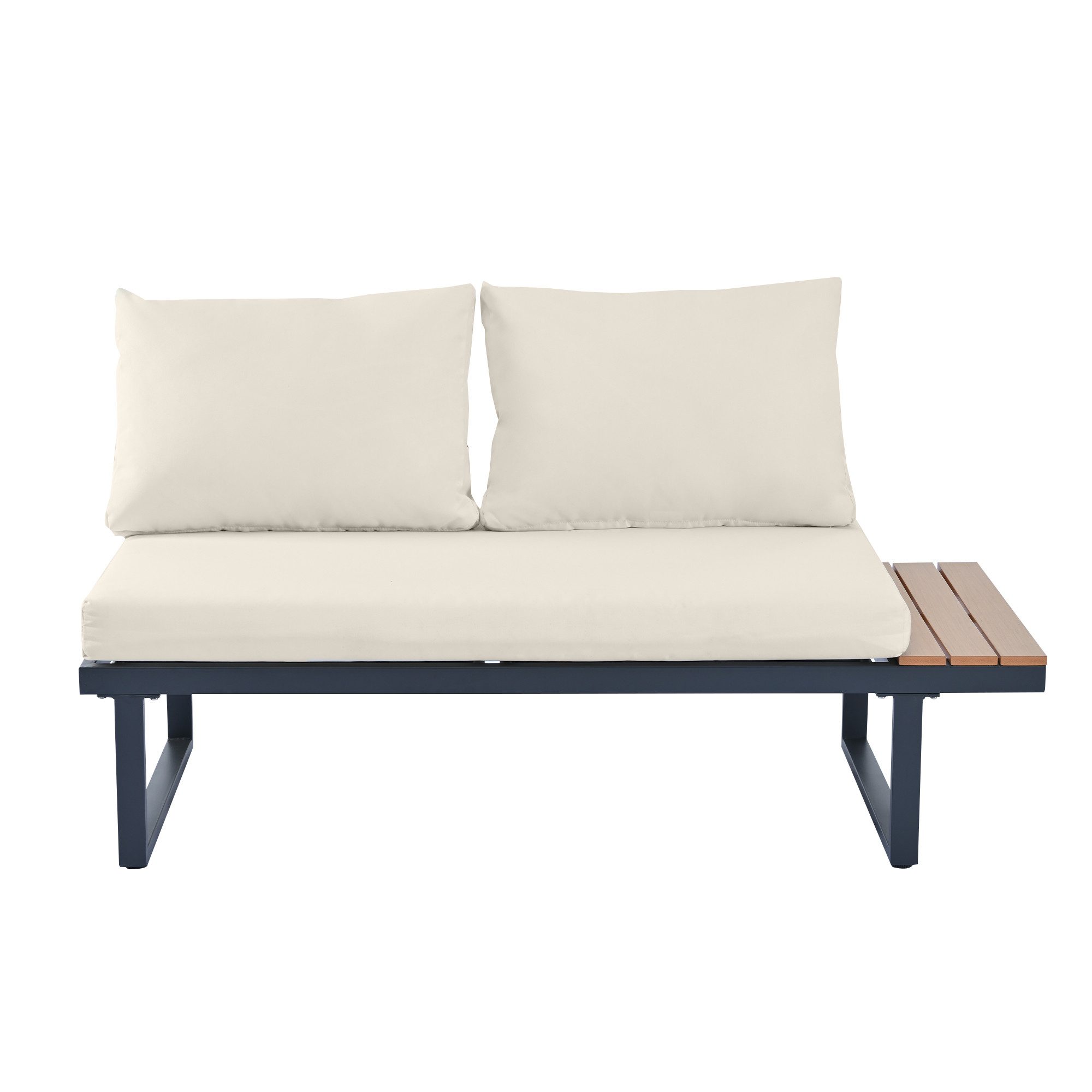 Merax Gartenlounge-Set, (1 Couchtisch, 2 Bänke, 1 Eckbank), mit Stahlrahmen und Kissen, Ecklounge, Gartenmöbel Set, Leinenbezug