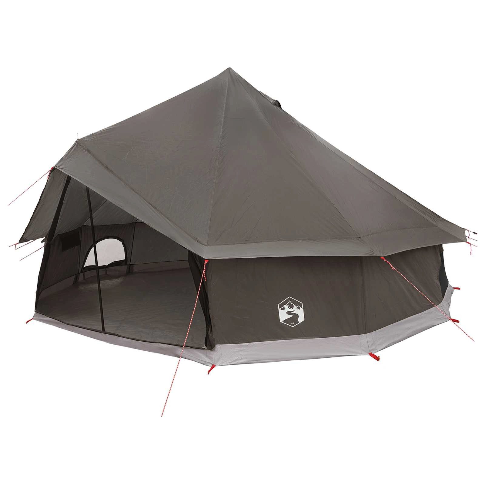 vidaXL Tipi-Zelt Tipi Zelt 10 Personen Braun Grau Polyester und Stahl, (1 tlg)