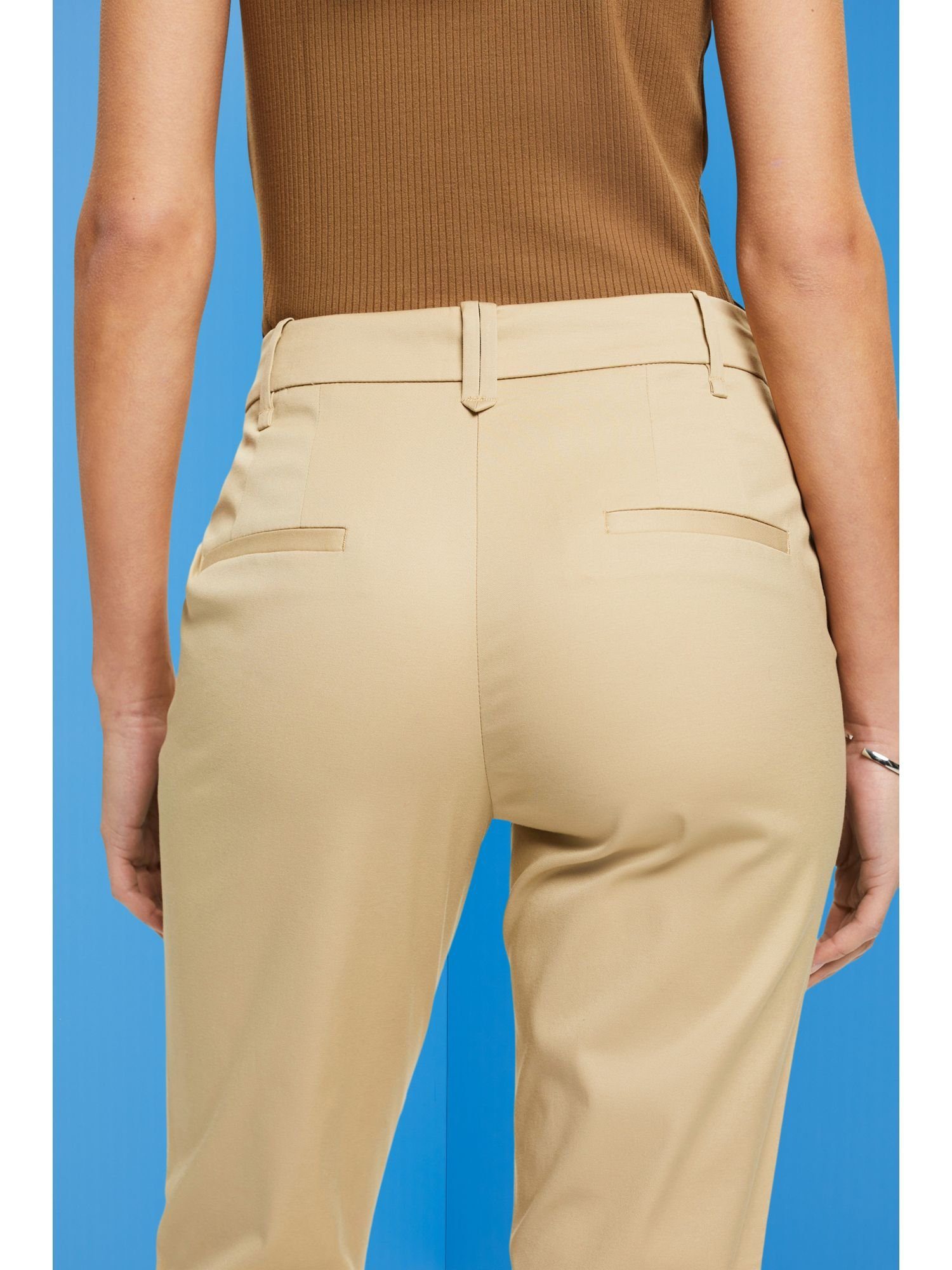 Hose Stretch-Hose mit SAND hohem geschnittene Schmal Esprit Collection Bund