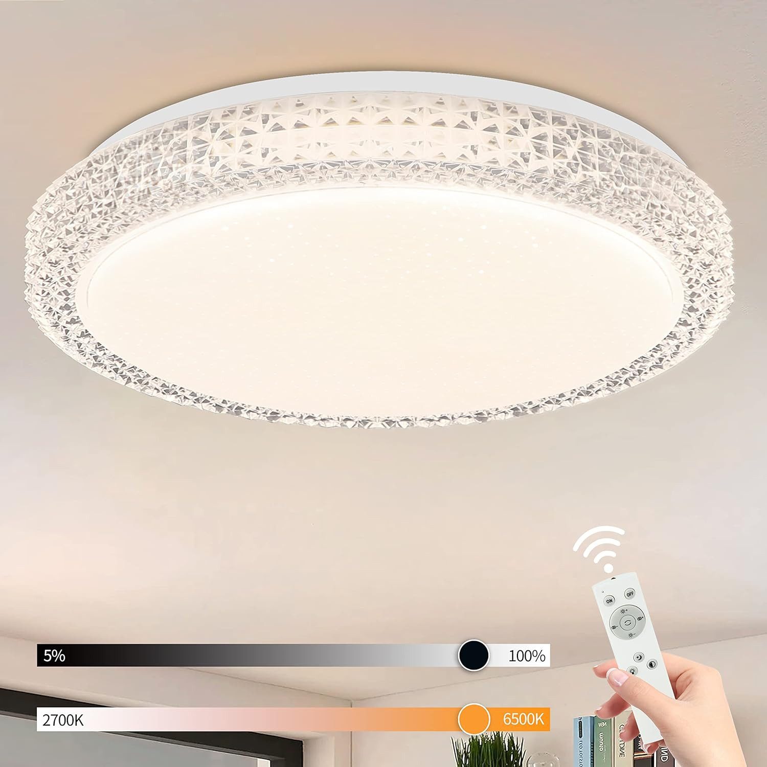 ZMH LED Deckenleuchte Sternenhimmel Dimmbar Ø30cm Modern mit Fernbedienung günstig online kaufen