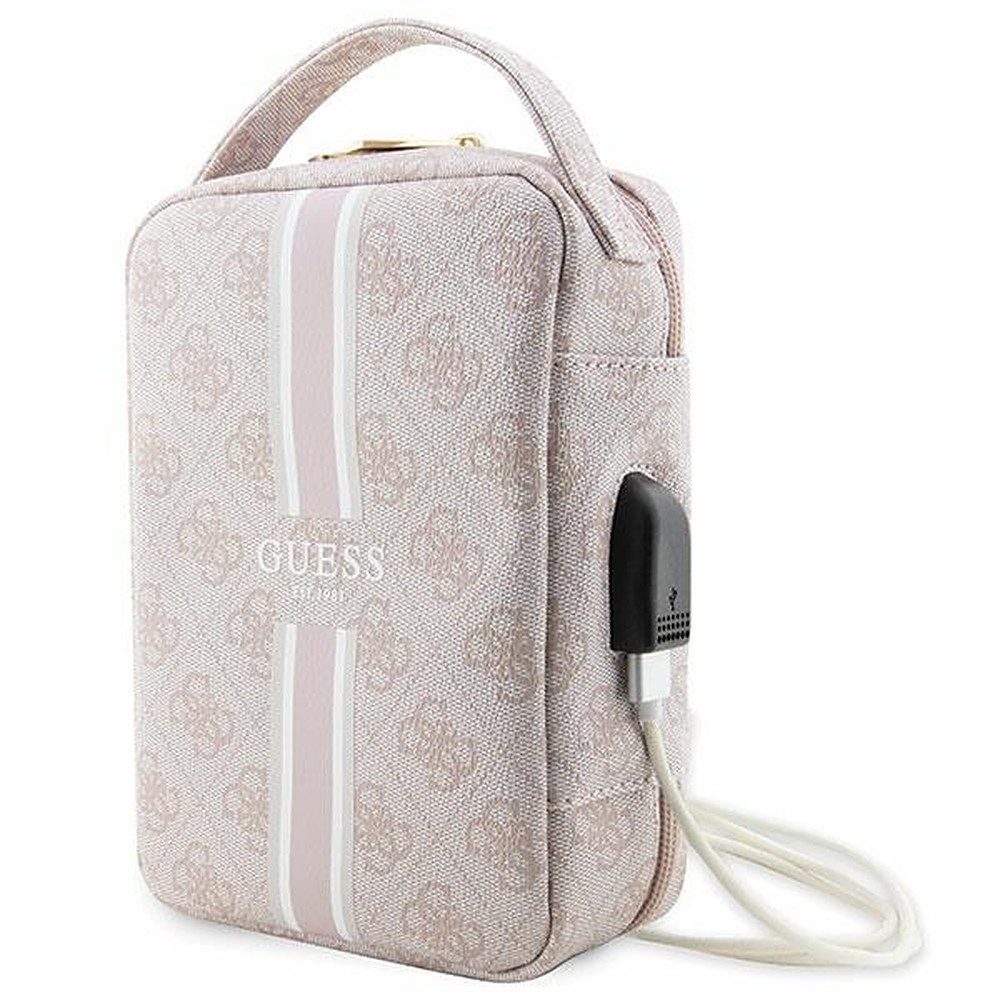 Guess Handtasche Organizertasche Kabeltasche Zubehörtasche (Spar-Set, 1-tlg., 24 x 16 x 7 cm elegant), 4G Logo-Print, Saffiano-Optik, USB-Anschluss