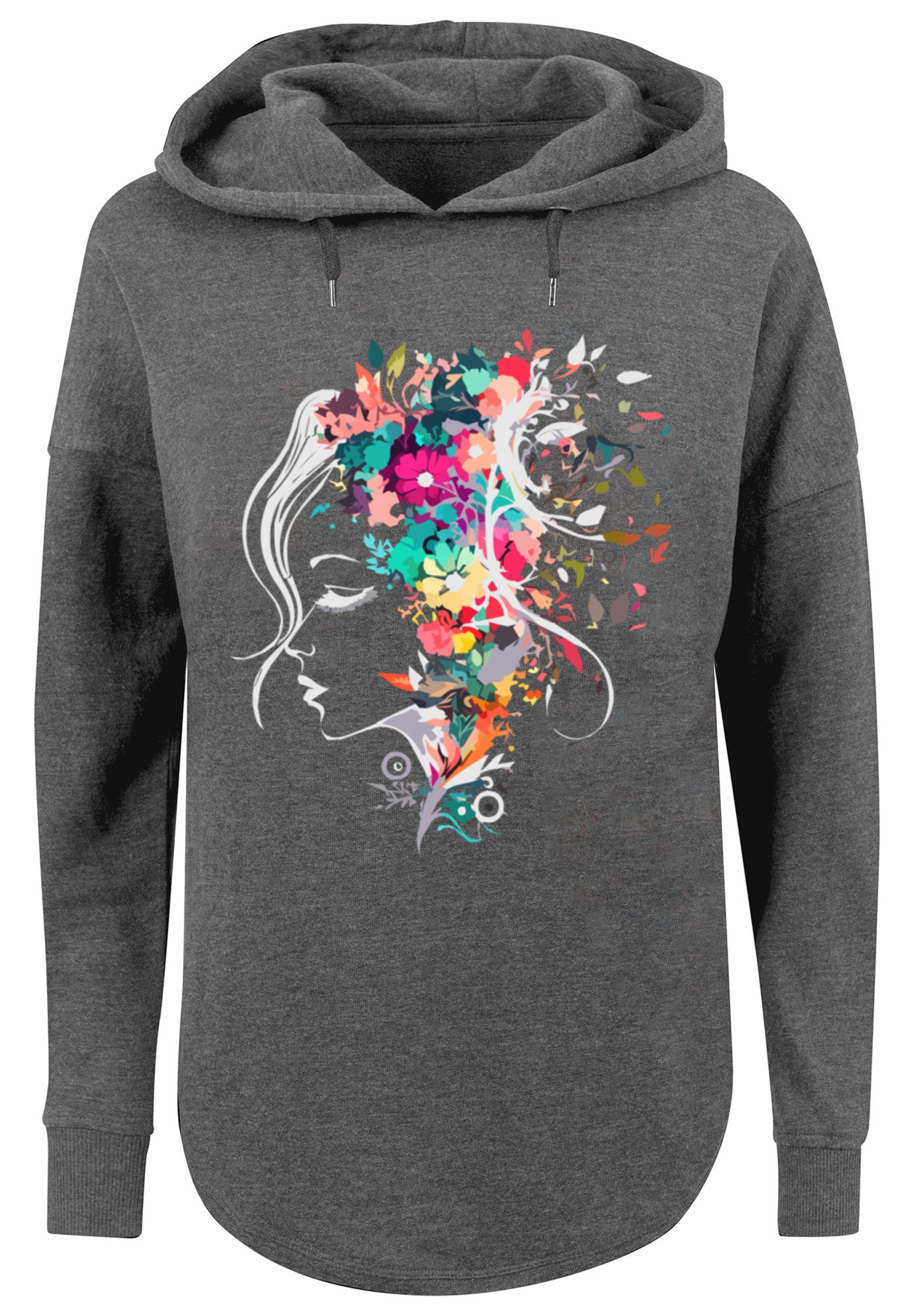 F4NT4STIC Kapuzenpullover Blumen Bunte Silhouette charcoal Print