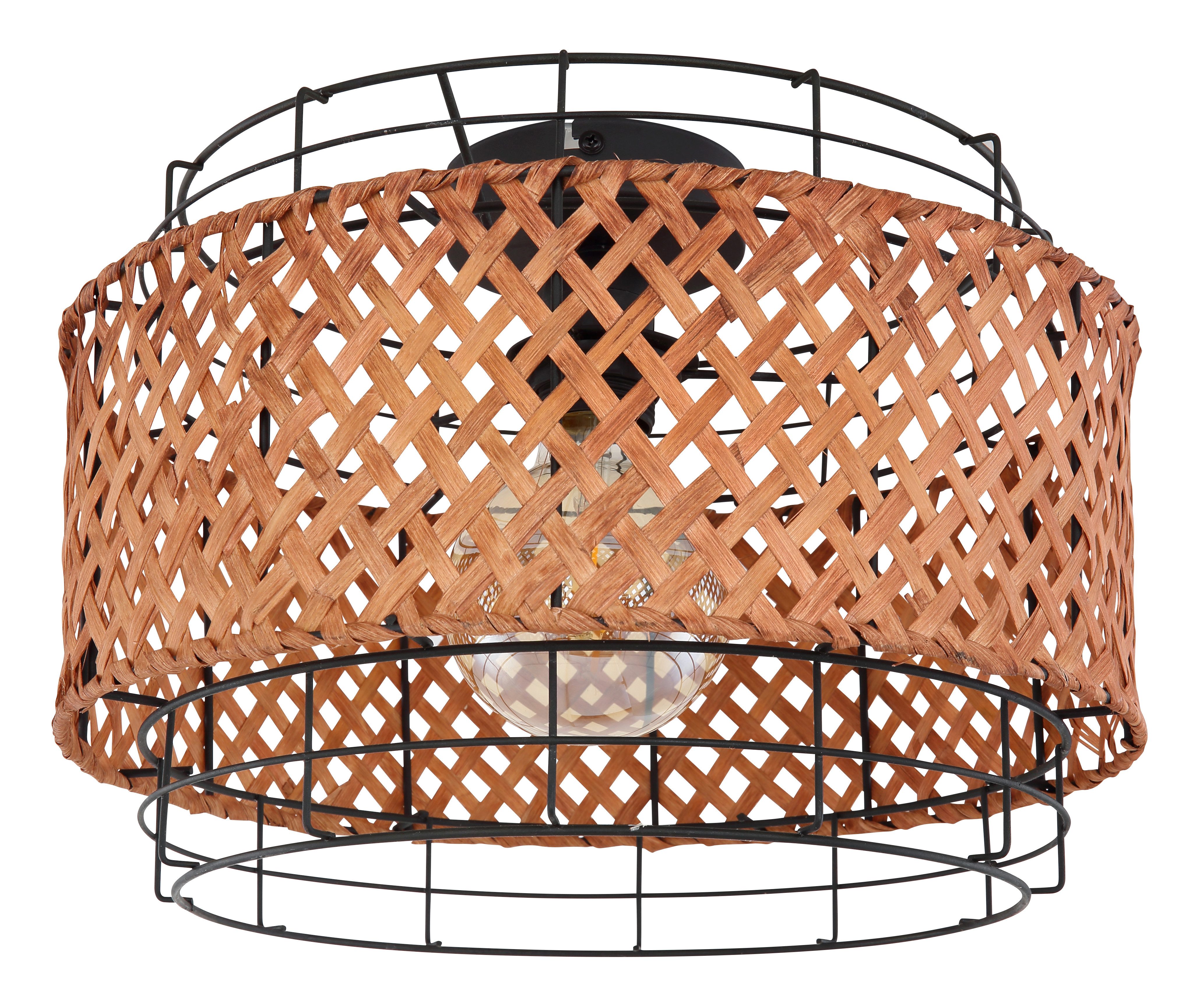 GLOBO LIGHTING Deckenleuchte GINA, ohne Leuchtmittel, Deckenlampe/Bambus/Geflecht/vintage/Wohnbereich