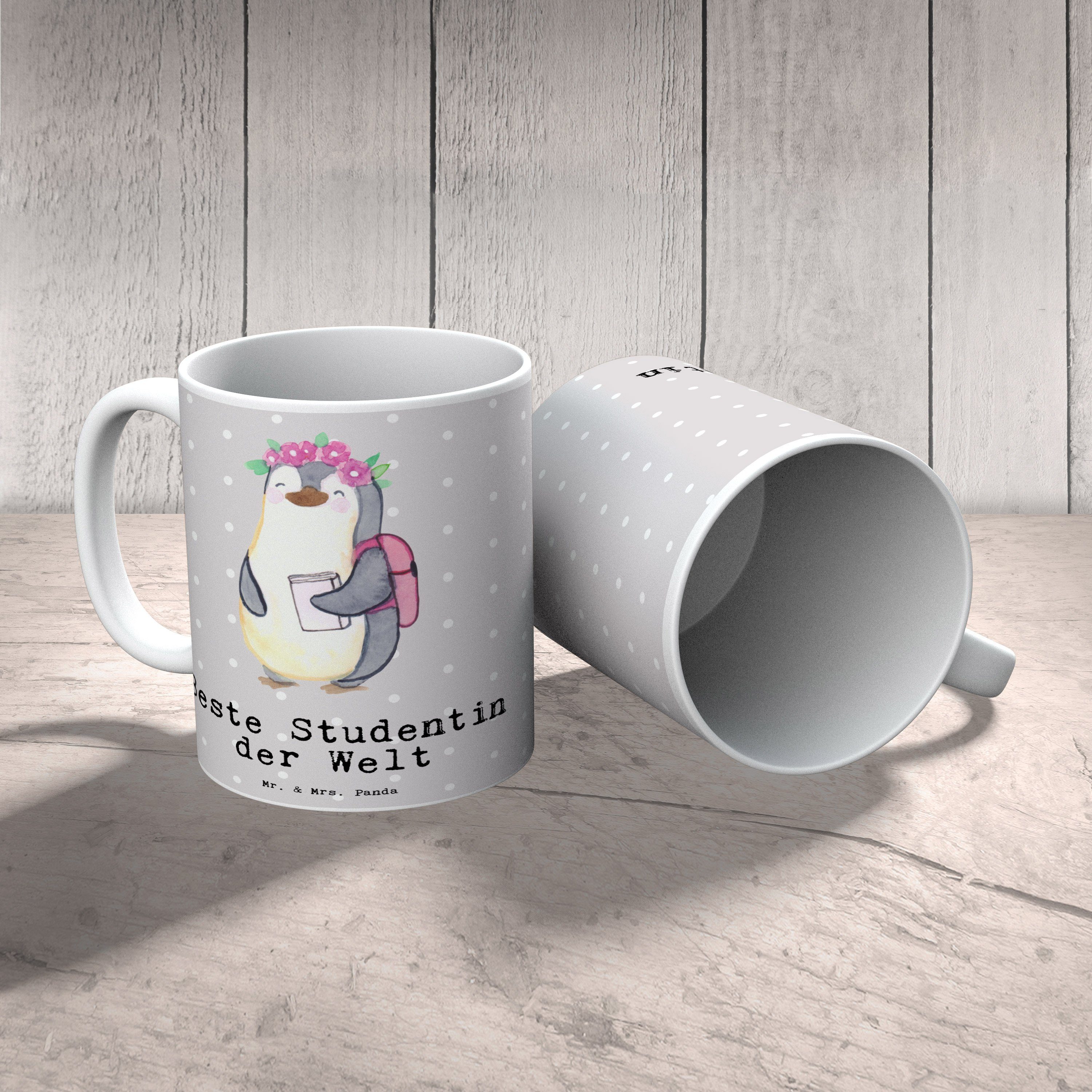 Grau ma, Studentin - Welt Geschenk, Beste der Tasse Keramik - Mrs. Mr. & Panda Pinguin Freude Pastell