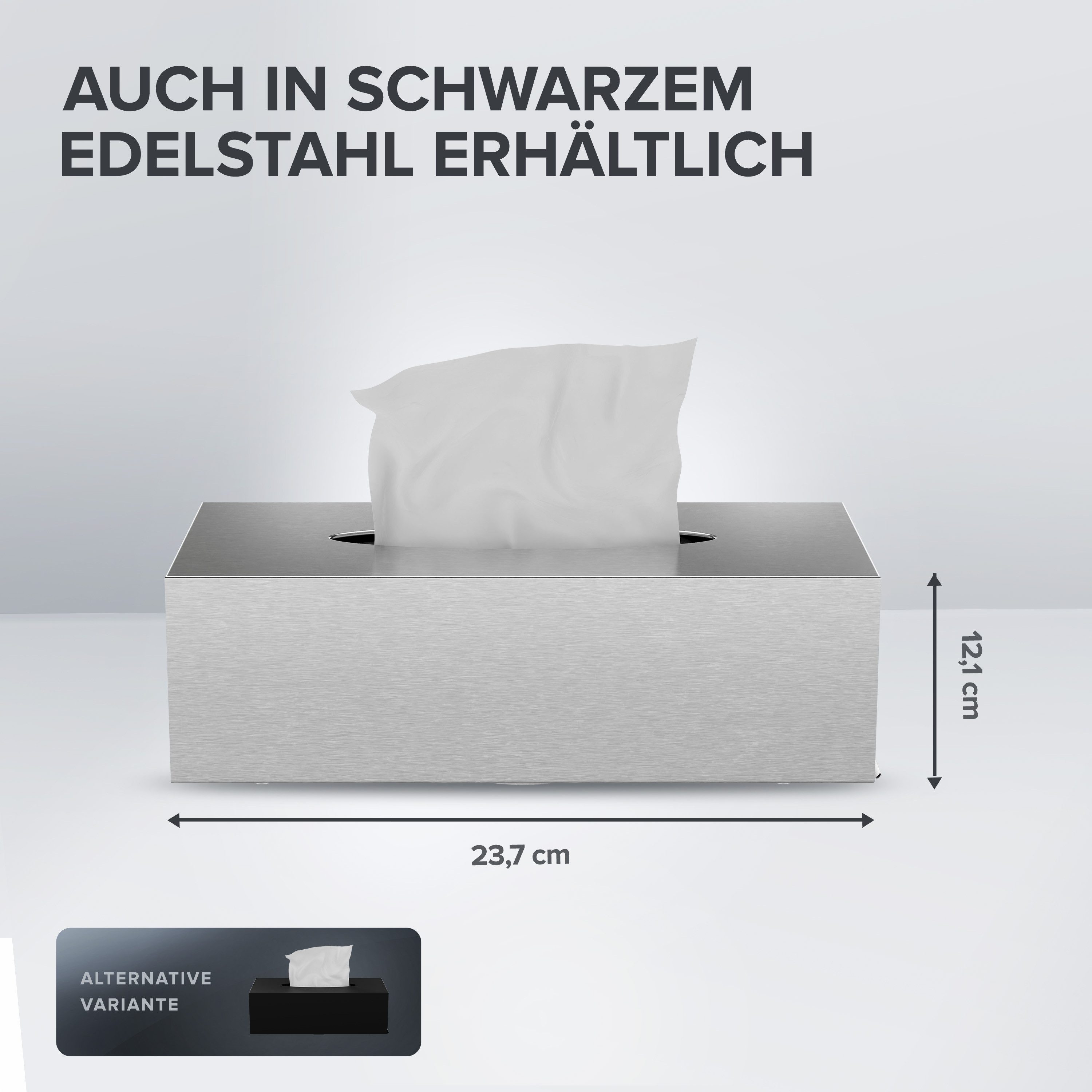 ovimar Papiertuchbox (1 St), aus Edelstahl in Silber zur Zum Kleben