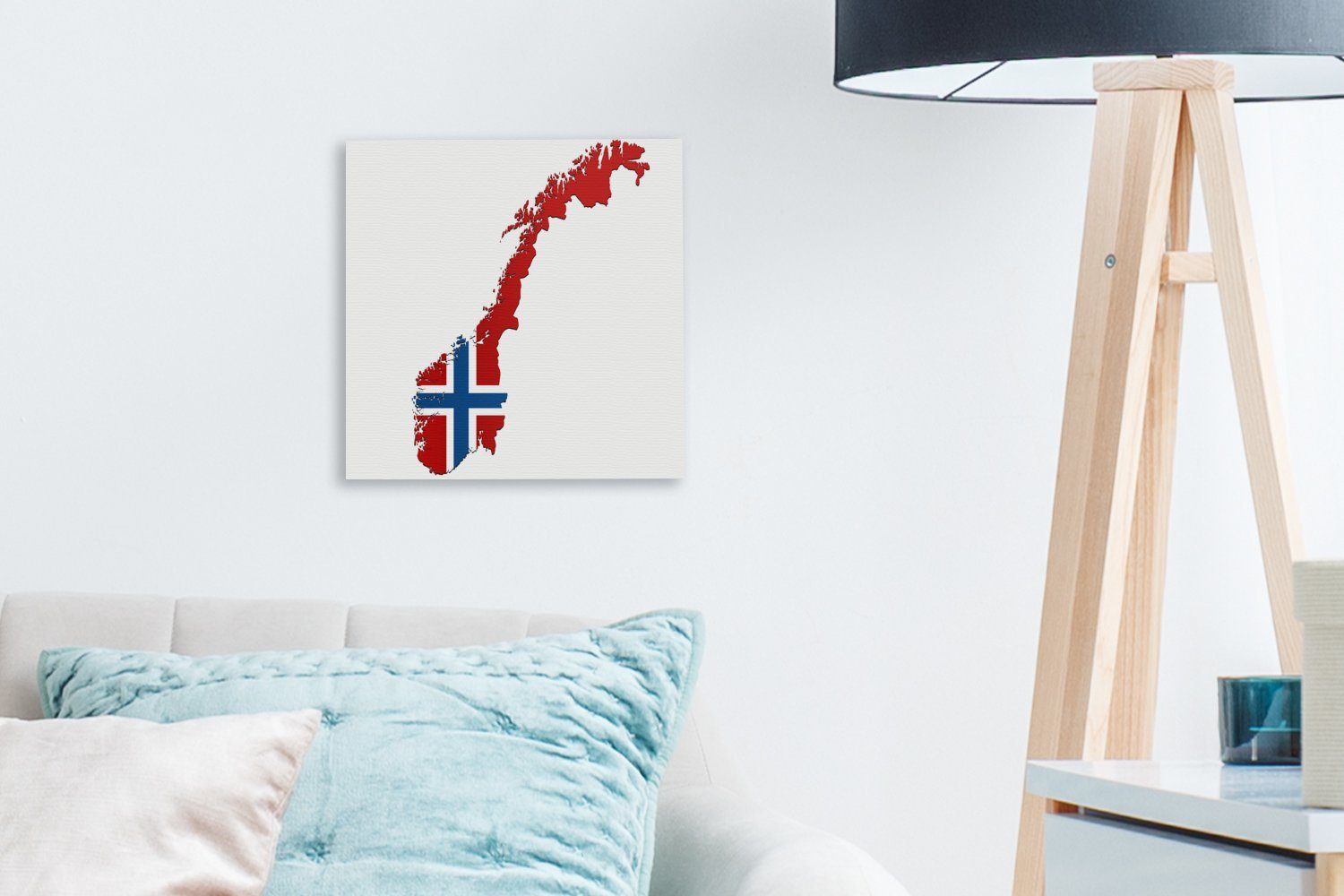 Leinwand Wohnzimmer von den (1 Illustration in Leinwandbild Norwegen Farben für Bilder Schlafzimmer Flagge, St), OneMillionCanvasses® der