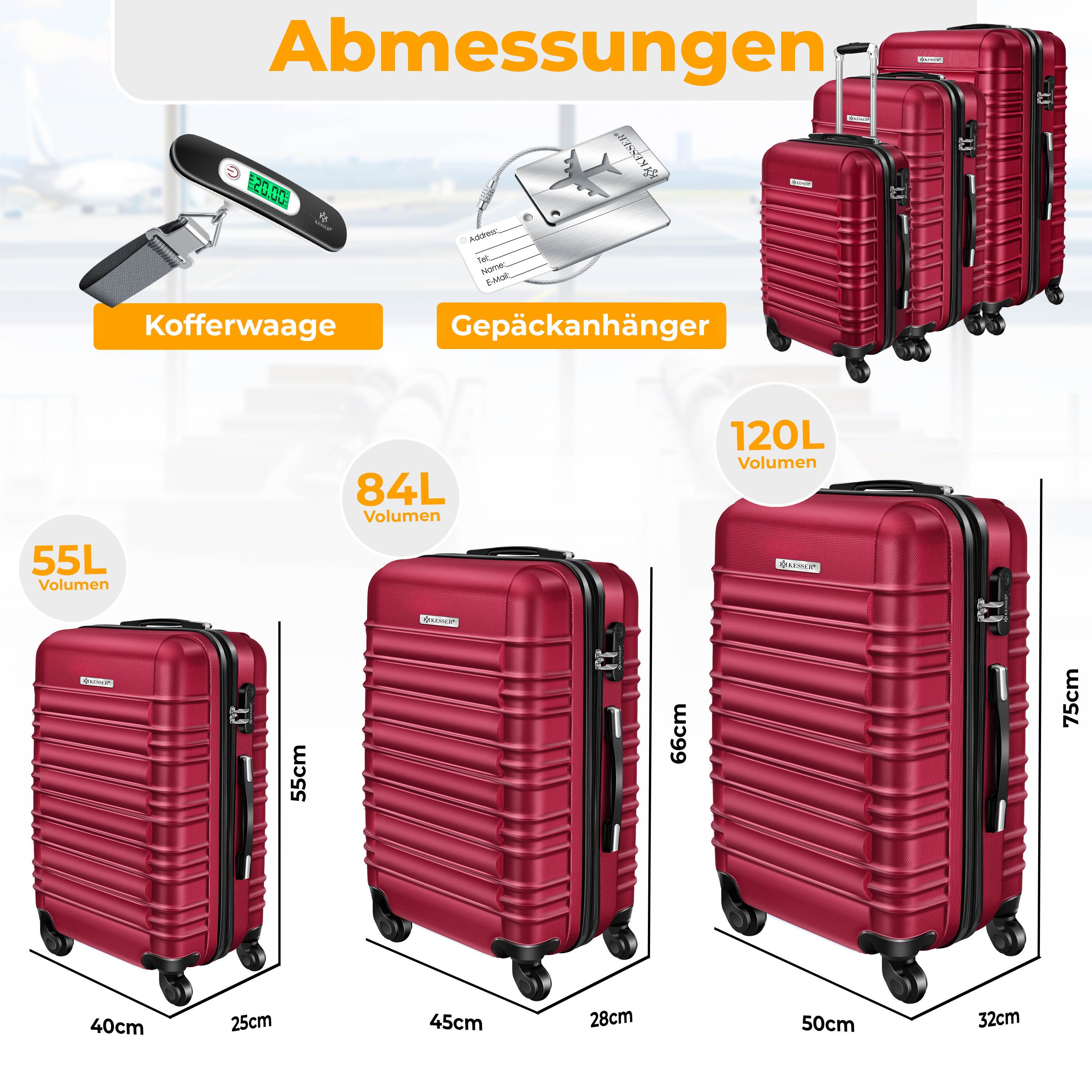KESSER Kofferset, 4 Rollen, (3 tlg), günstig online kaufen
