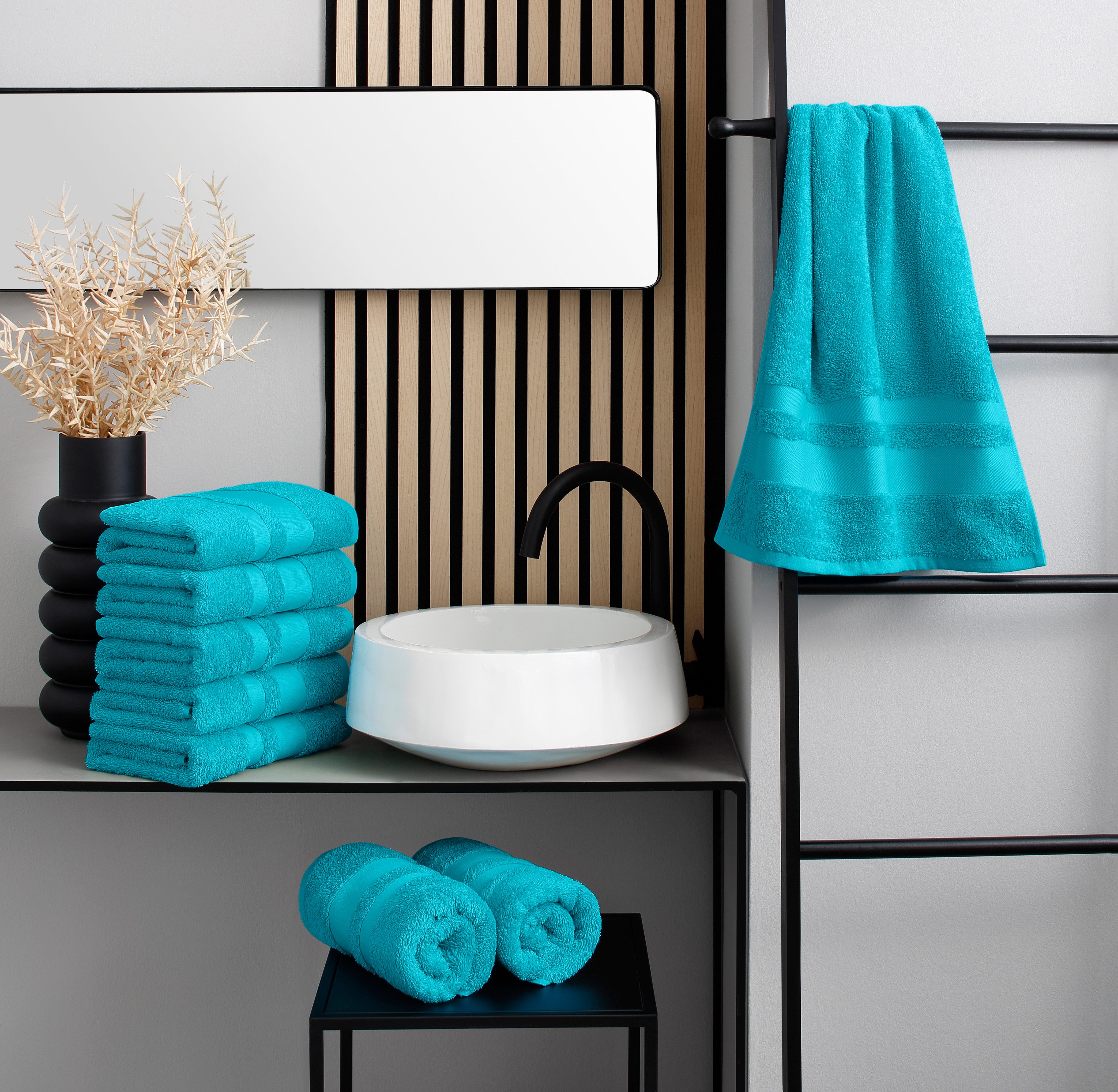 OTTO home Handtücher Vanessa, 8 Handtücher, 50x100cm, in Standard- und Premium-Qualität, Walkfrottee (Set, 8-St), Handtücher mit Bordüre, 100% Baumwolle, einfar – Bild 2 von 5