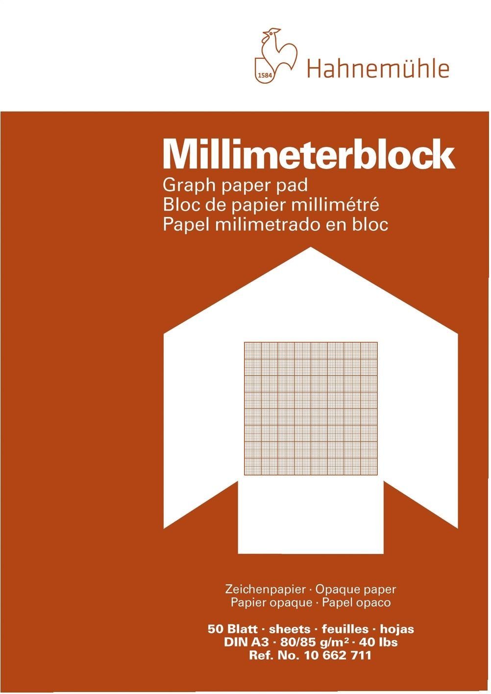 Hahnemühle Druckerpapier Millimeter - Block 50 Blatt, A3, 80 g/qm
