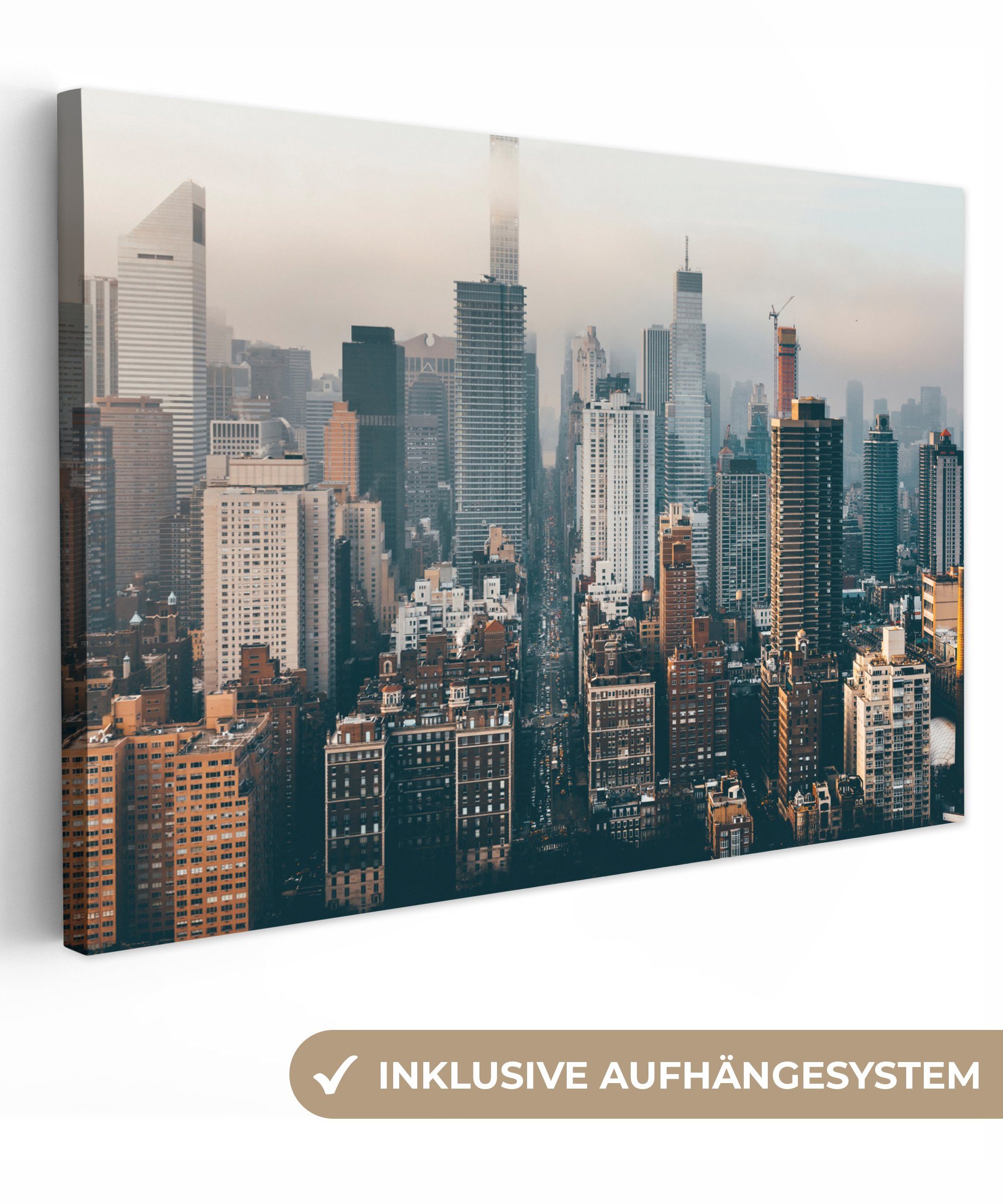 OneMillionCanvasses® Leinwandbild New York - Skyline - Amerika, (1 St), Wandbild Leinwandbilder, Aufhängefertig, Wanddeko, 30x20 cm