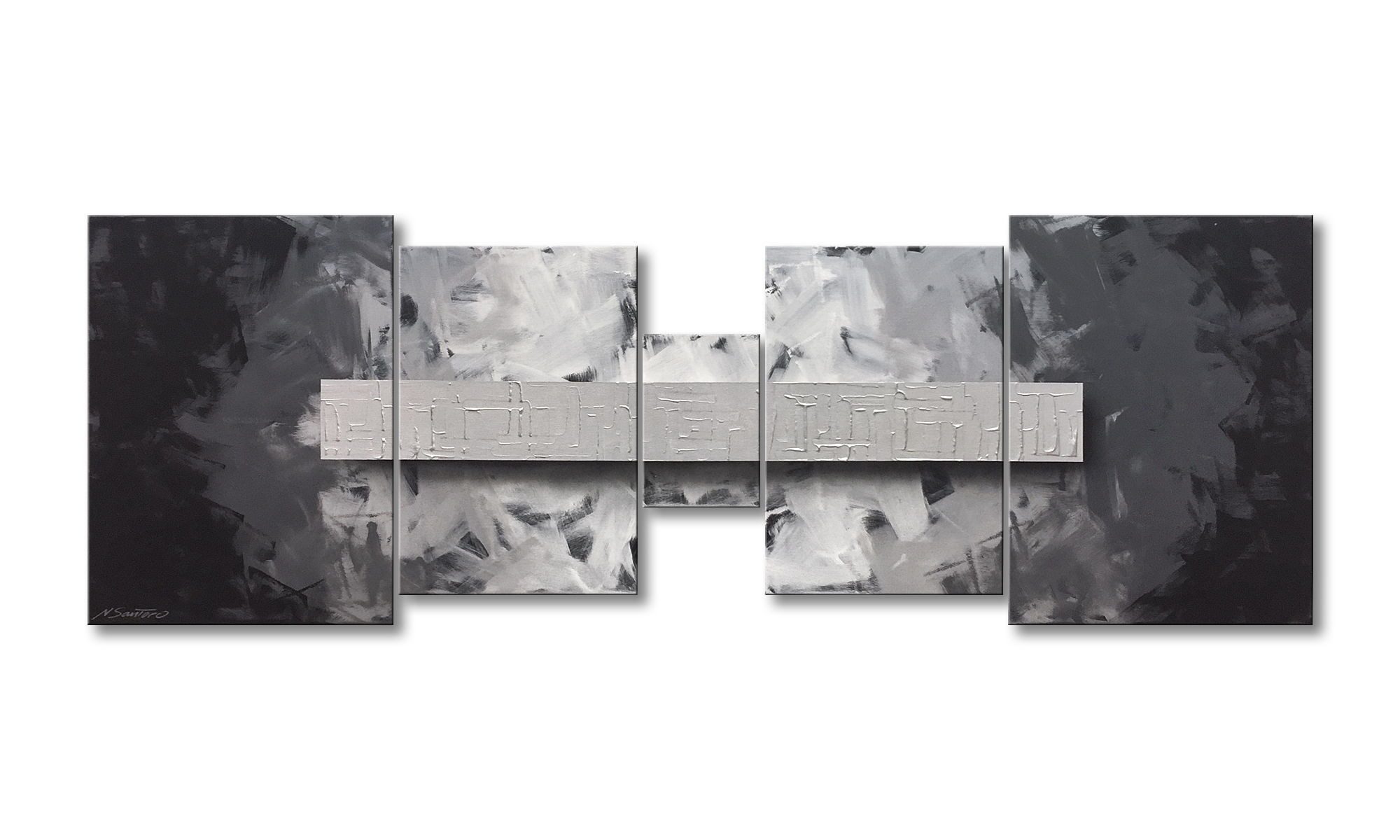 WandbilderXXL Gemälde Shining Night 200 x 70 cm, Abstraktes Gemälde, handgemaltes Unikat