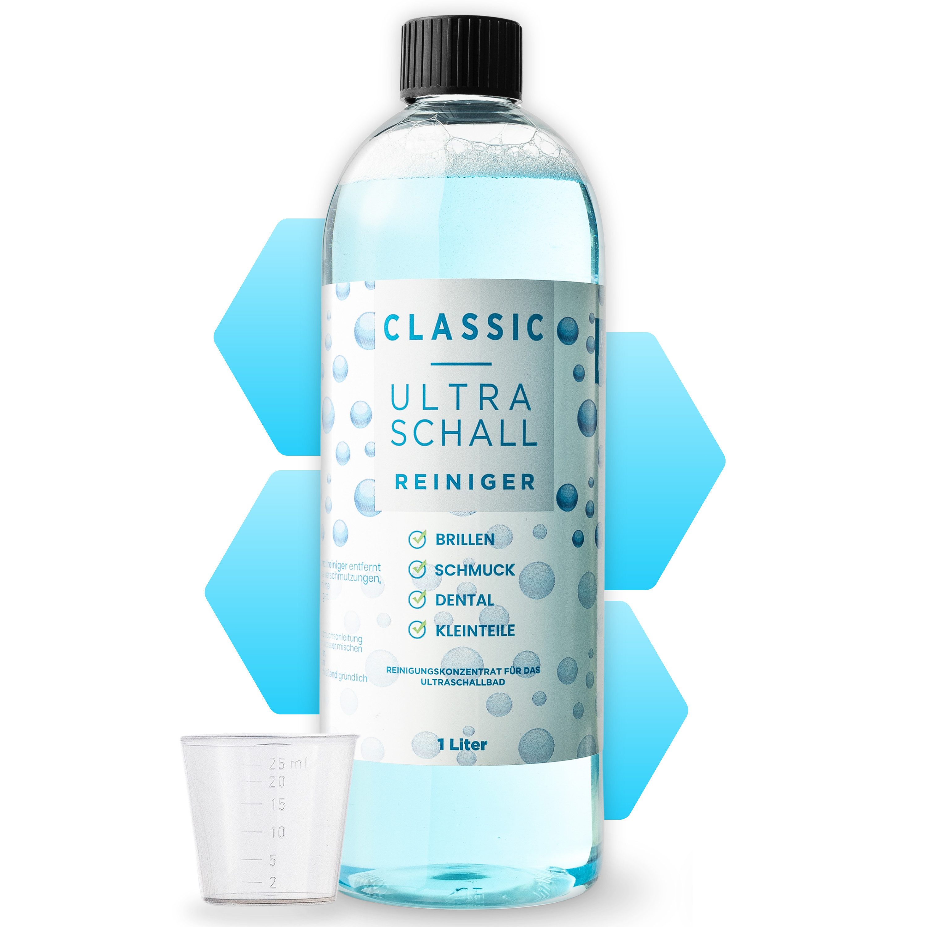 EyeAm Ultraschallreiniger, Konzentrat für Ultraschallgerät, Reinigung von Brillen & Zahnersatz