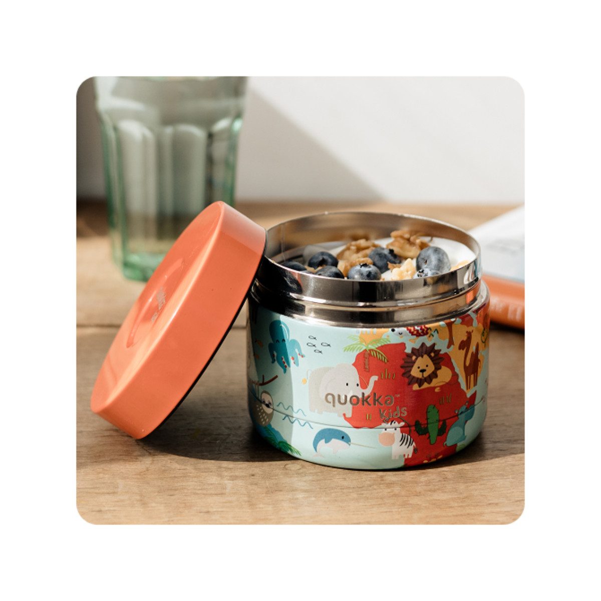 Quokka Frischhaltedose Whim Kids Kinder Dose 360 ml für Mahlzeiten Snacks kleine Portionen, Edelstahl, (Set, 1x Deckel, 1x Dose)