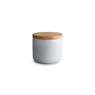 Springlane Thermobehälter SPRINGLANE Keramik Vorratsdosen mit Holzdeckel Stripes, 10,1 x 9,3 cm, Keramik, Holz, Silikon