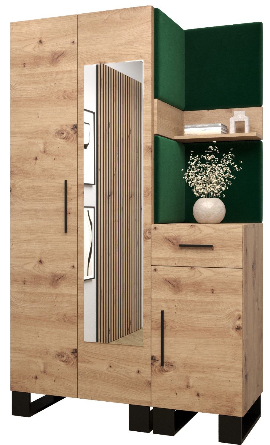 ABIKS MÖBEL Garderoben-Set ARTIN Set 16 Garderobe mit gepolsterten Paneelen, Industriell Design