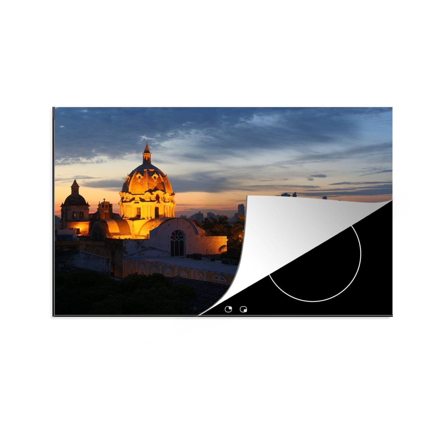MuchoWow Herdblende-/Abdeckplatte Beleuchtete Kuppel in Kolumbien, Vinyl, (1 tlg), 81x52 cm, Induktionskochfeld Schutz für die küche, Ceranfeldabdeckung