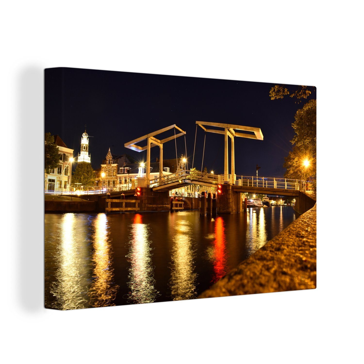 Wanddeko, Brücke 30x20 - OneMillionCanvasses® Wasser, Haarlem Wandbild St), Leinwandbilder, (1 Leinwandbild - cm Aufhängefertig,